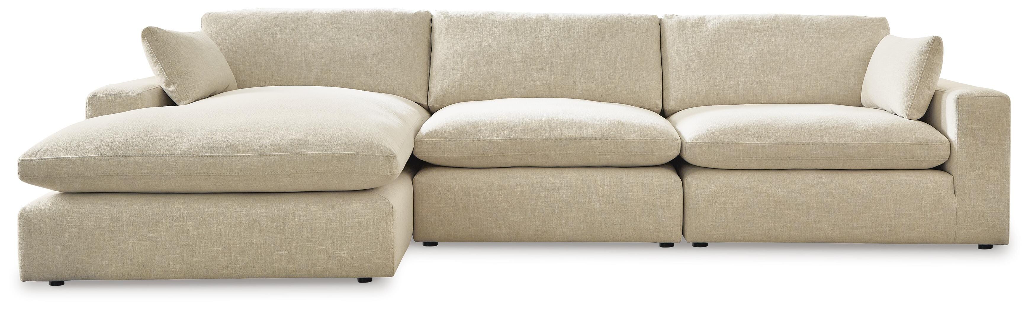 Elyza 3-Piece LAF Chaise Sectional in Linen Chenille