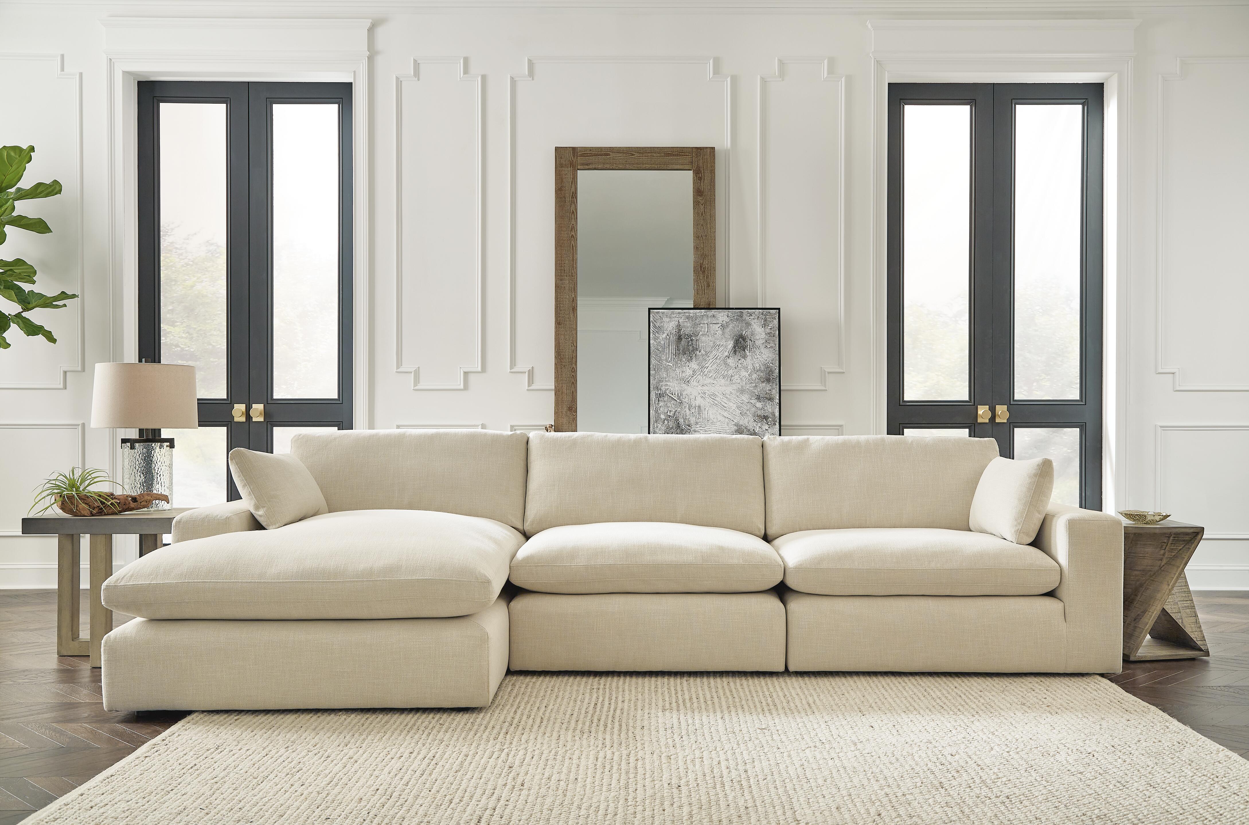 Elyza 3-Piece LAF Chaise Sectional in Linen Chenille