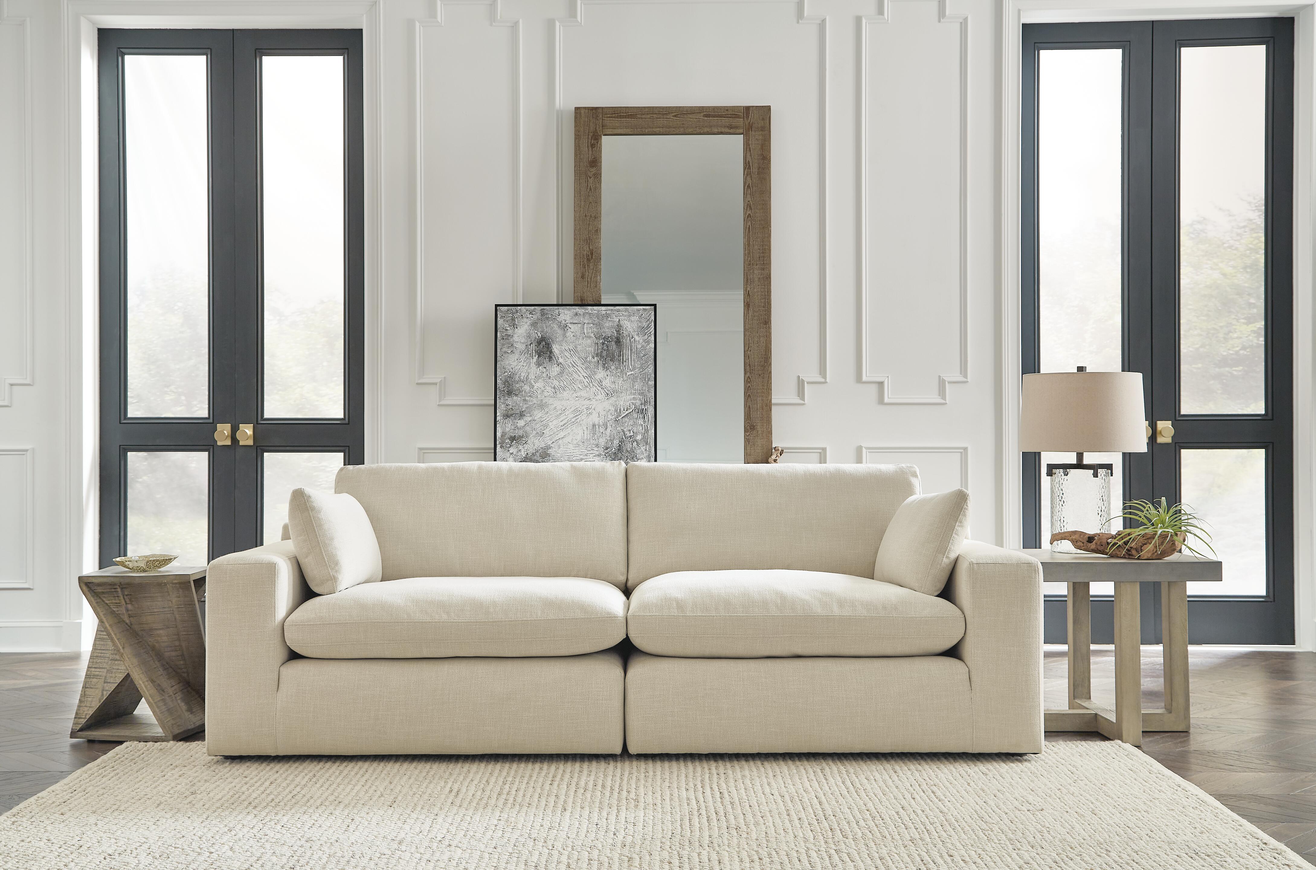Elyza 2-Piece Sectional Loveseat in Linen Chenille