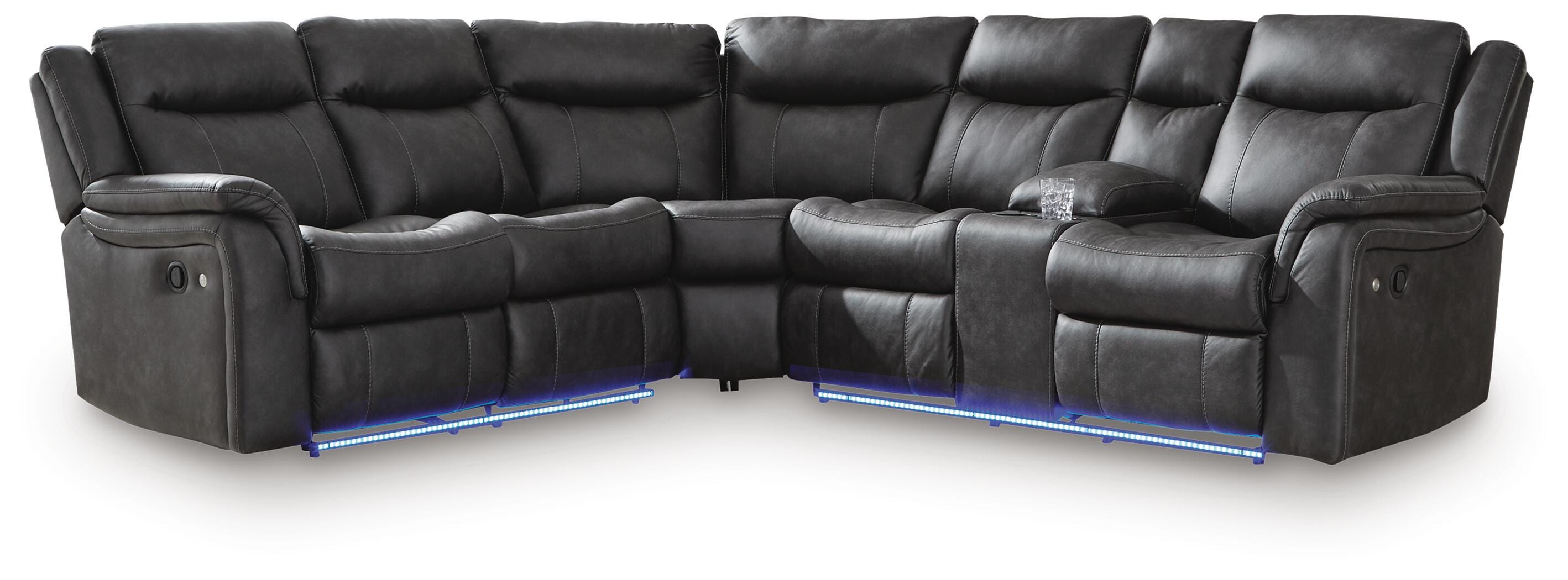 Sultan Meadow 2-Piece Reclining Sectional in Carbon Faux Leather