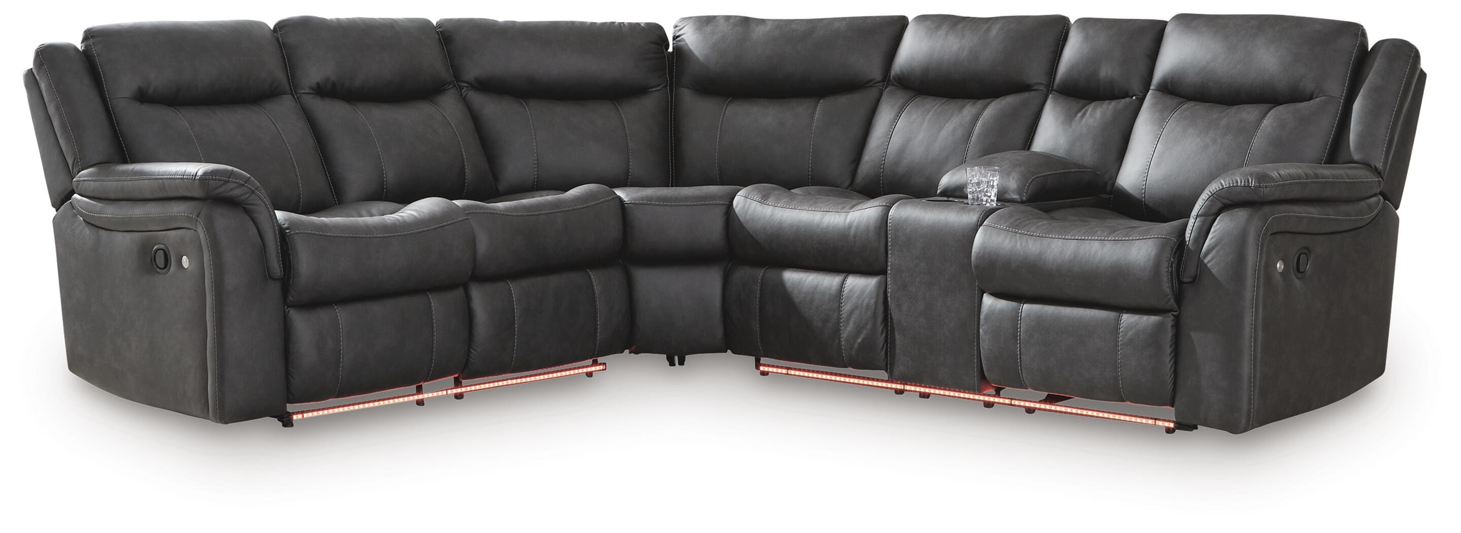 Sultan Meadow 2-Piece Reclining Sectional in Carbon Faux Leather