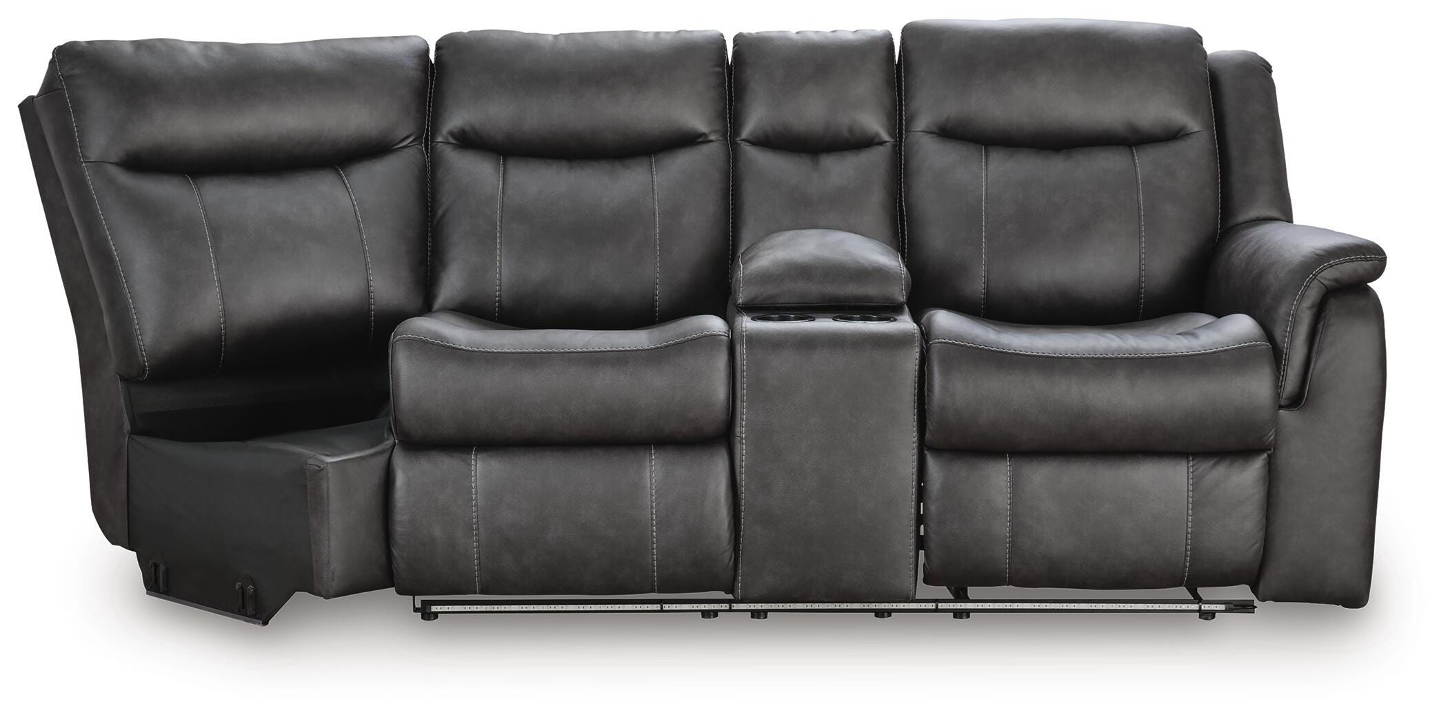 Sultan Meadow 2-Piece Reclining Sectional in Carbon Faux Leather