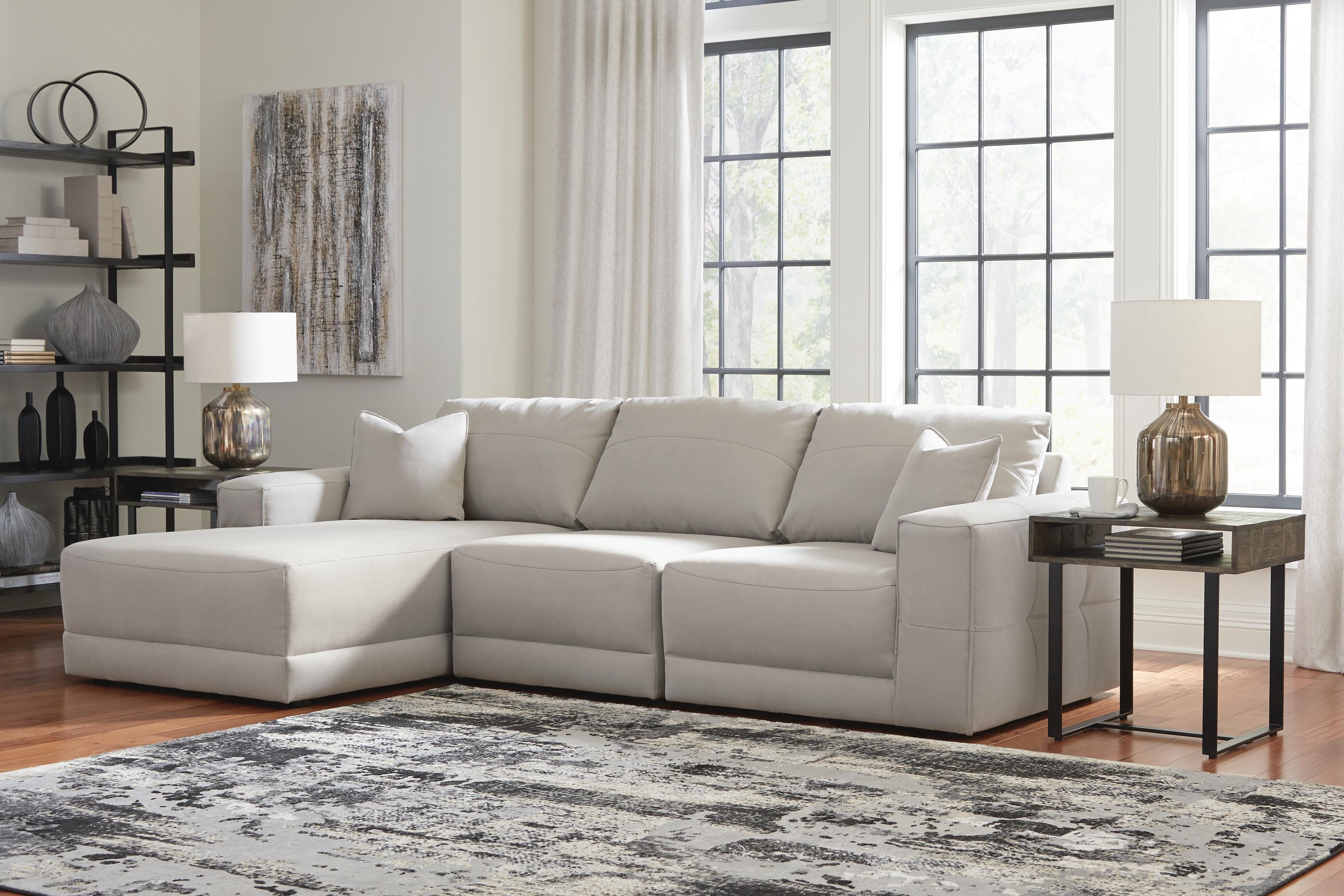 Next-Gen Gaucho 3-Piece LAF Chaise Sectional Sofa in Gray Microfiber