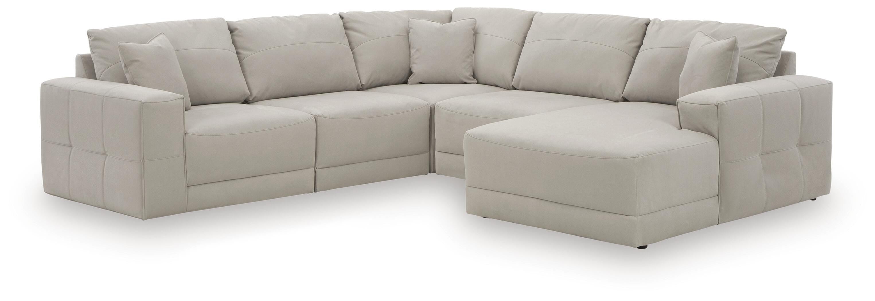 Next-Gen Gaucho 5-Piece RAF Chaise Sectional in Gray Microfiber