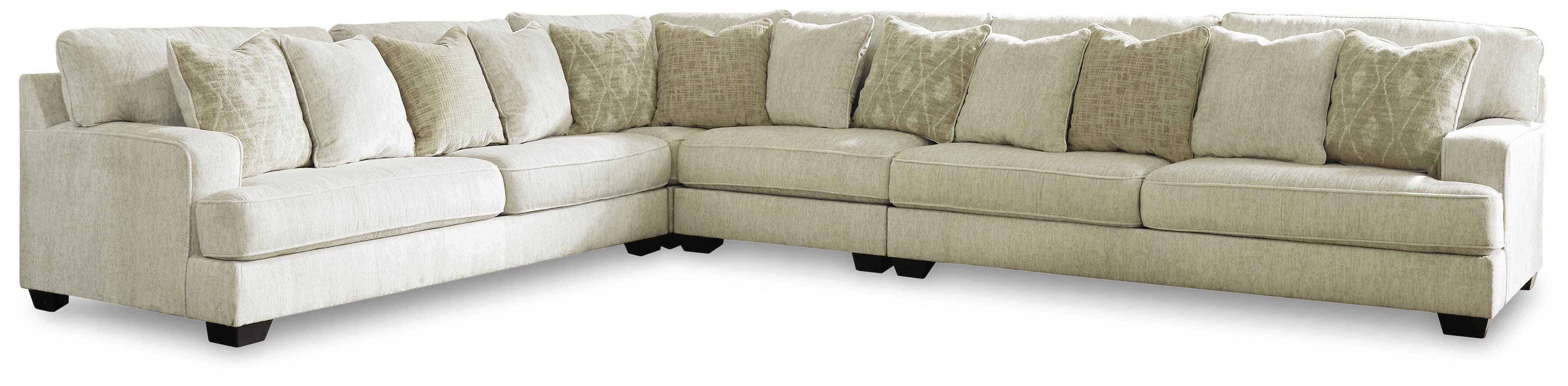 Rawcliffe 4-Piece Sectional with Ottoman in Parchment
