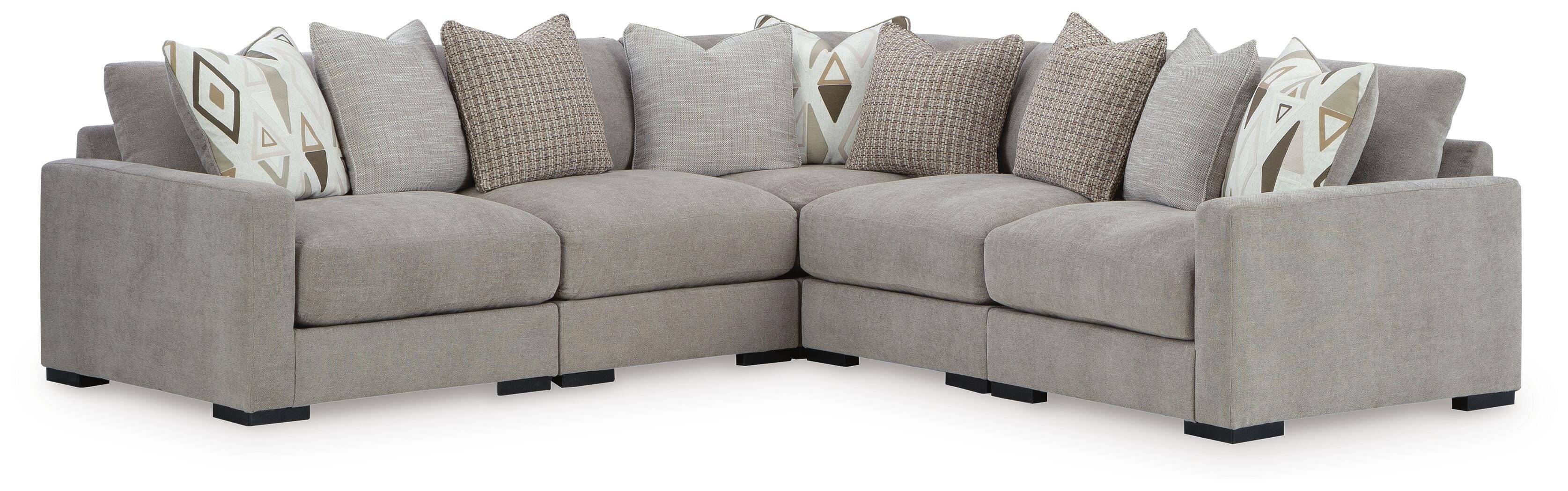 Aslan Court 5-Piece Sectional in Flax Chenille
