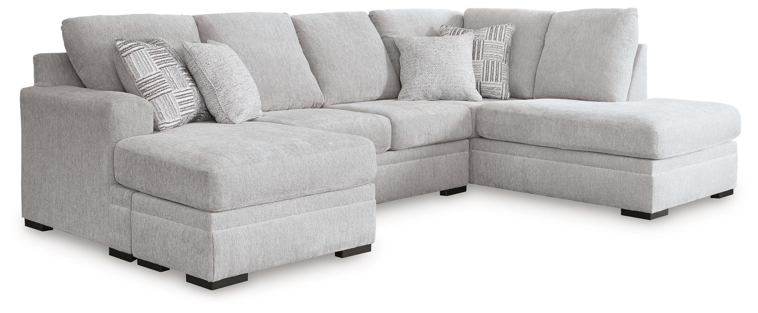 Gabyleigh 2-Piece RAF Chaise Sectional in Nickel Performance Fabric and Next-Gen Nuvella
