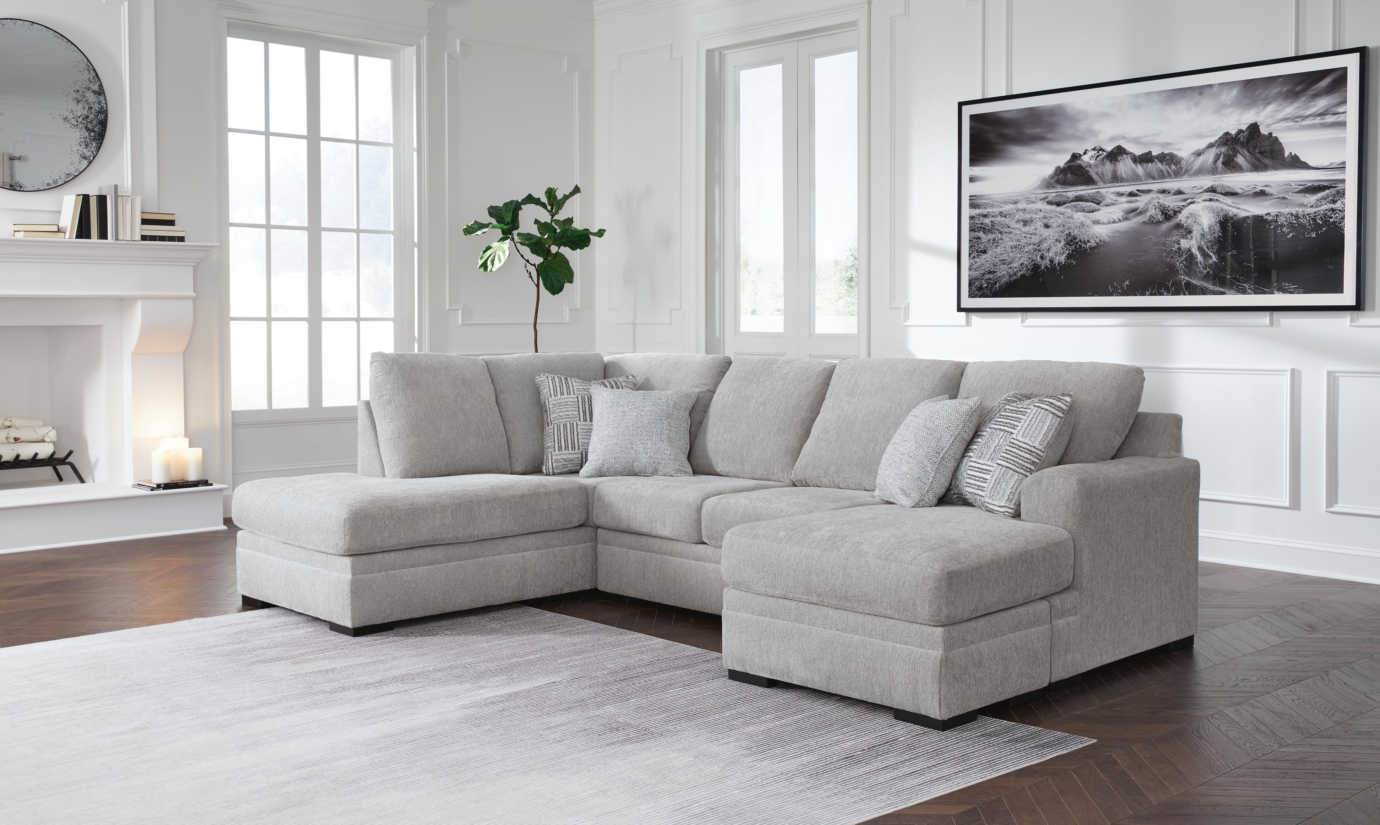 Gabyleigh 2-Piece LAF Chaise Sectional in Nickel Performance Fabric and Next-Gen Nuvella