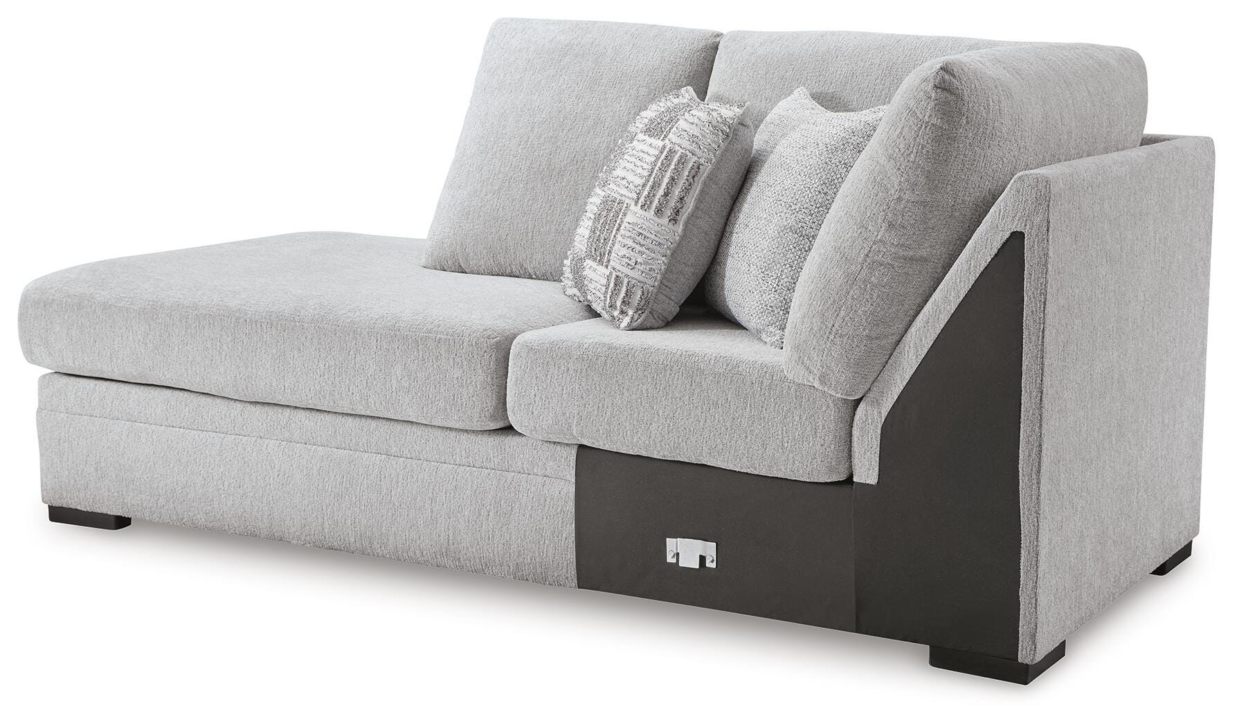 Gabyleigh 2-Piece LAF Chaise Sectional in Nickel Performance Fabric and Next-Gen Nuvella