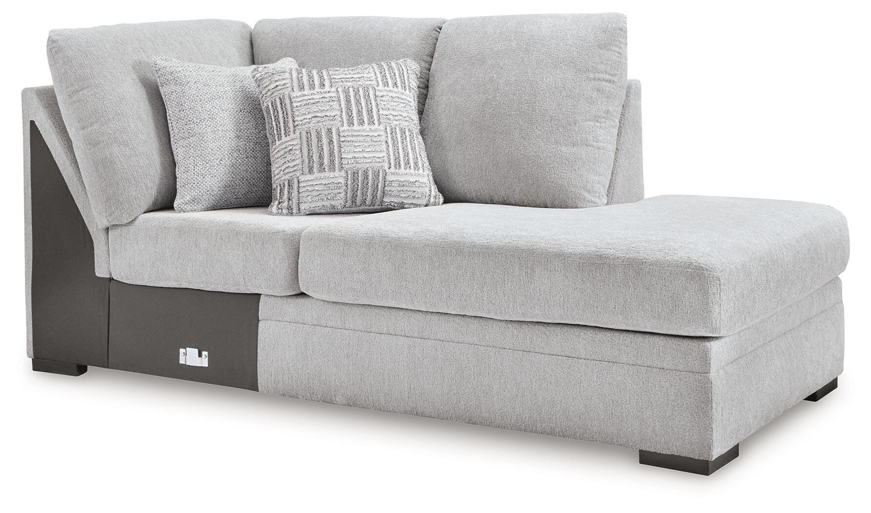 Gabyleigh 2-Piece RAF Chaise Sectional in Nickel Performance Fabric and Next-Gen Nuvella