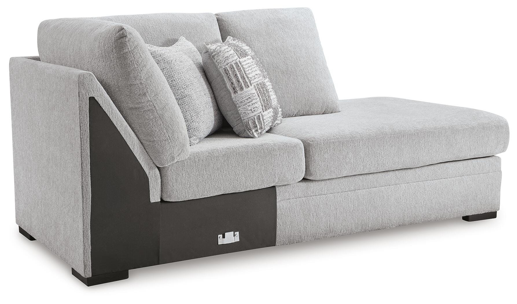 Gabyleigh 2-Piece RAF Chaise Sectional in Nickel Performance Fabric and Next-Gen Nuvella