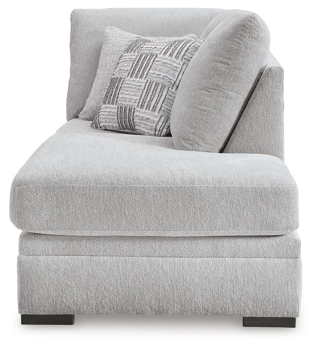 Gabyleigh 2-Piece RAF Chaise Sectional in Nickel Performance Fabric and Next-Gen Nuvella