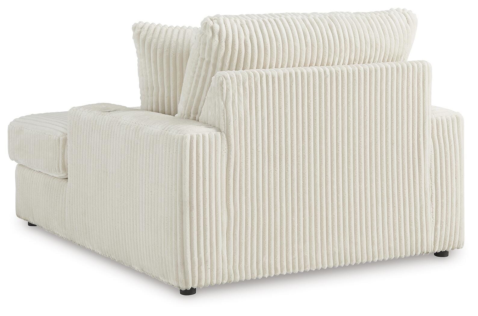 Lindyn Ivory Chaise w/ 2 Cup Holders & USB Charging Port