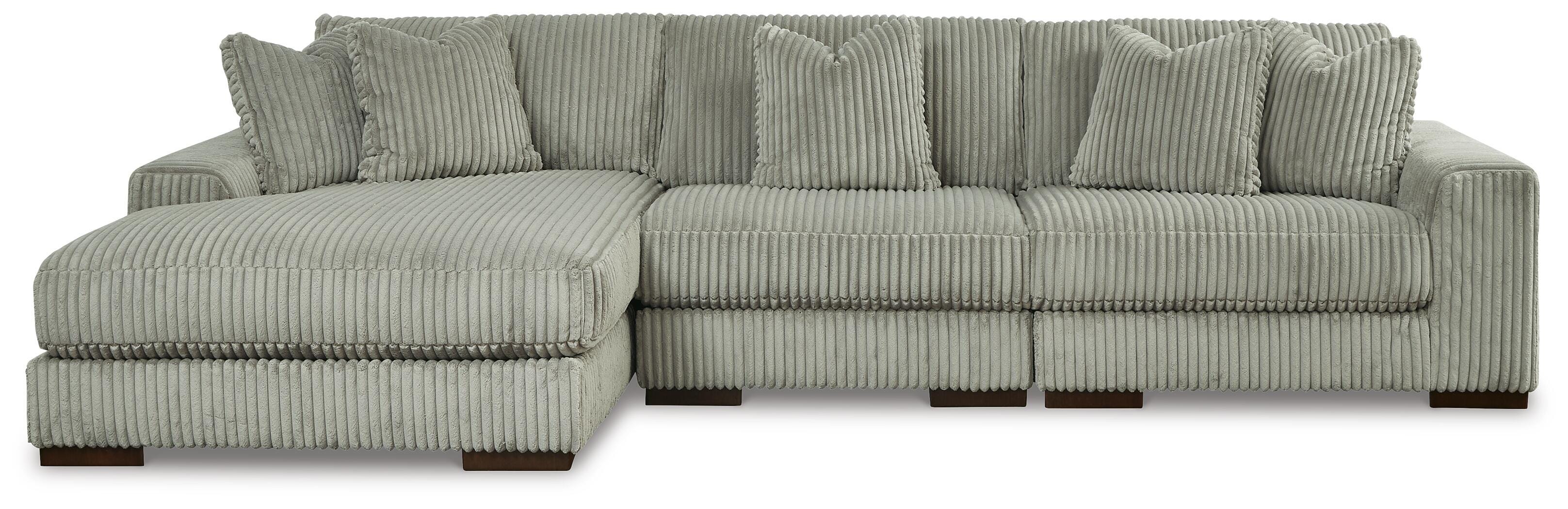 Lindyn 3-Piece Sectional and Oversized Swivel Accent Chair in Fog
