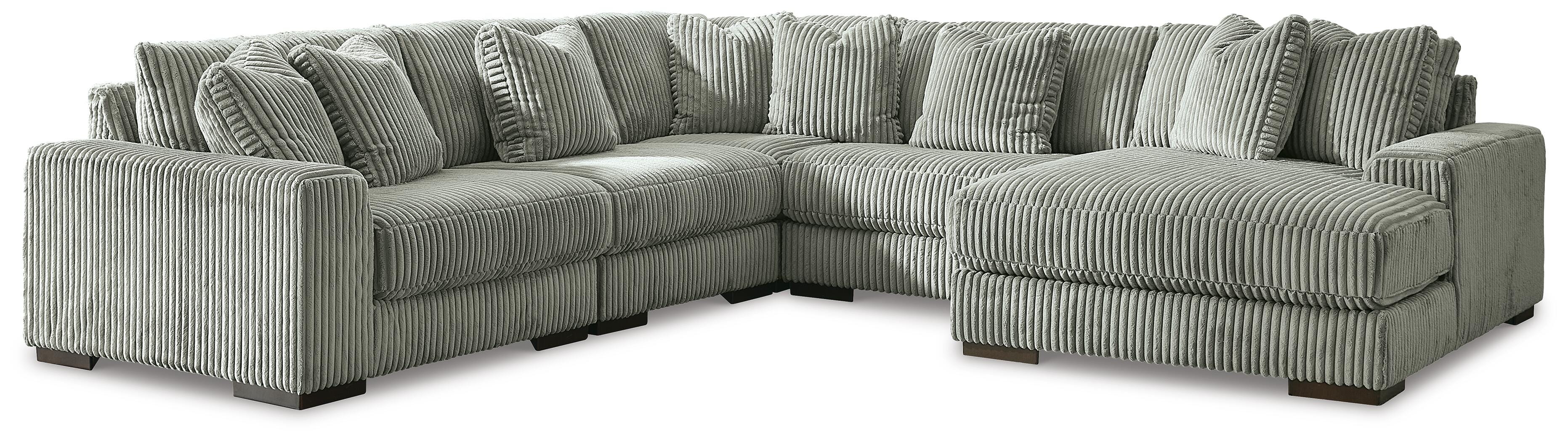 Lindyn 5-Piece RAF Chaise Sectional in Fog Velvet