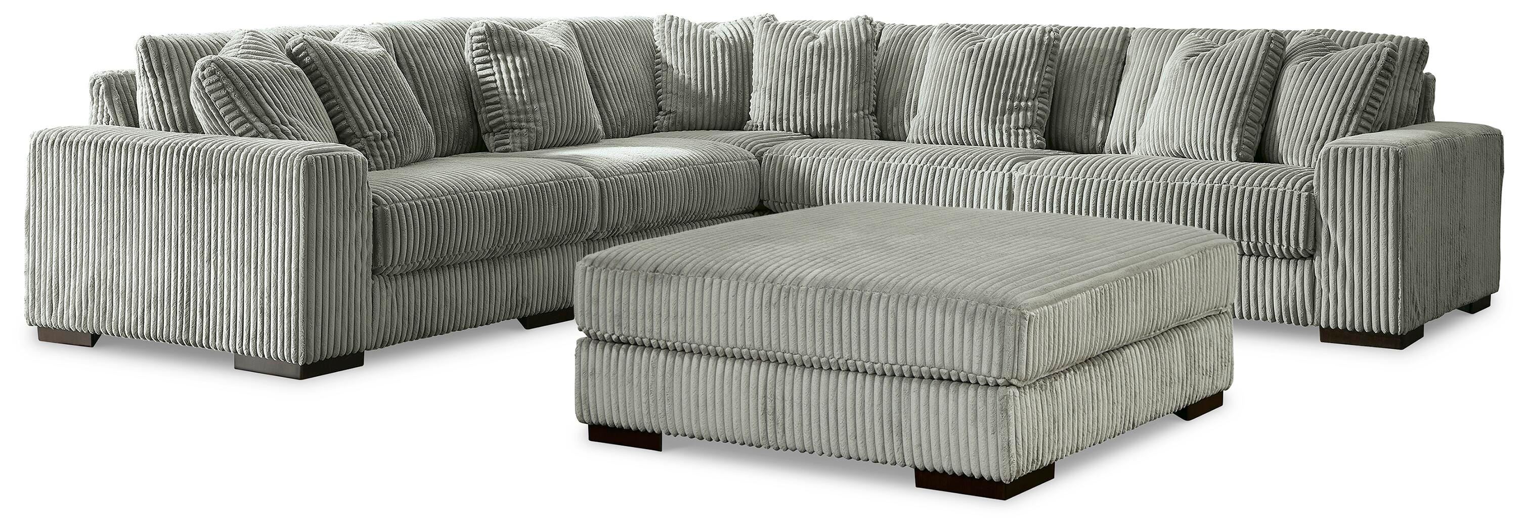 Lindyn 5-Piece Sectional and Ottoman in Fog