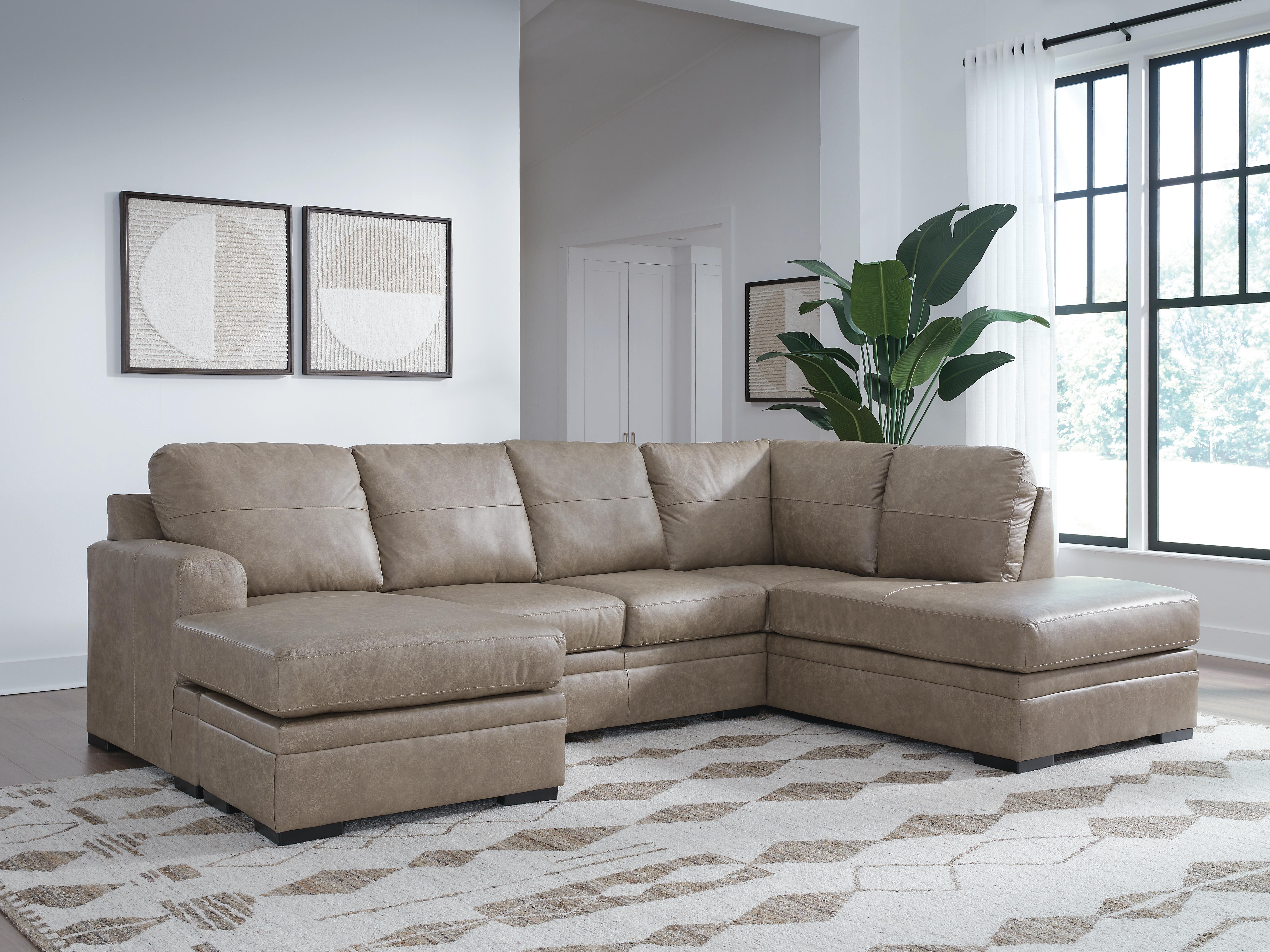 Amuleto 2-Piece RAF Chaise Sectional in Desert Leather