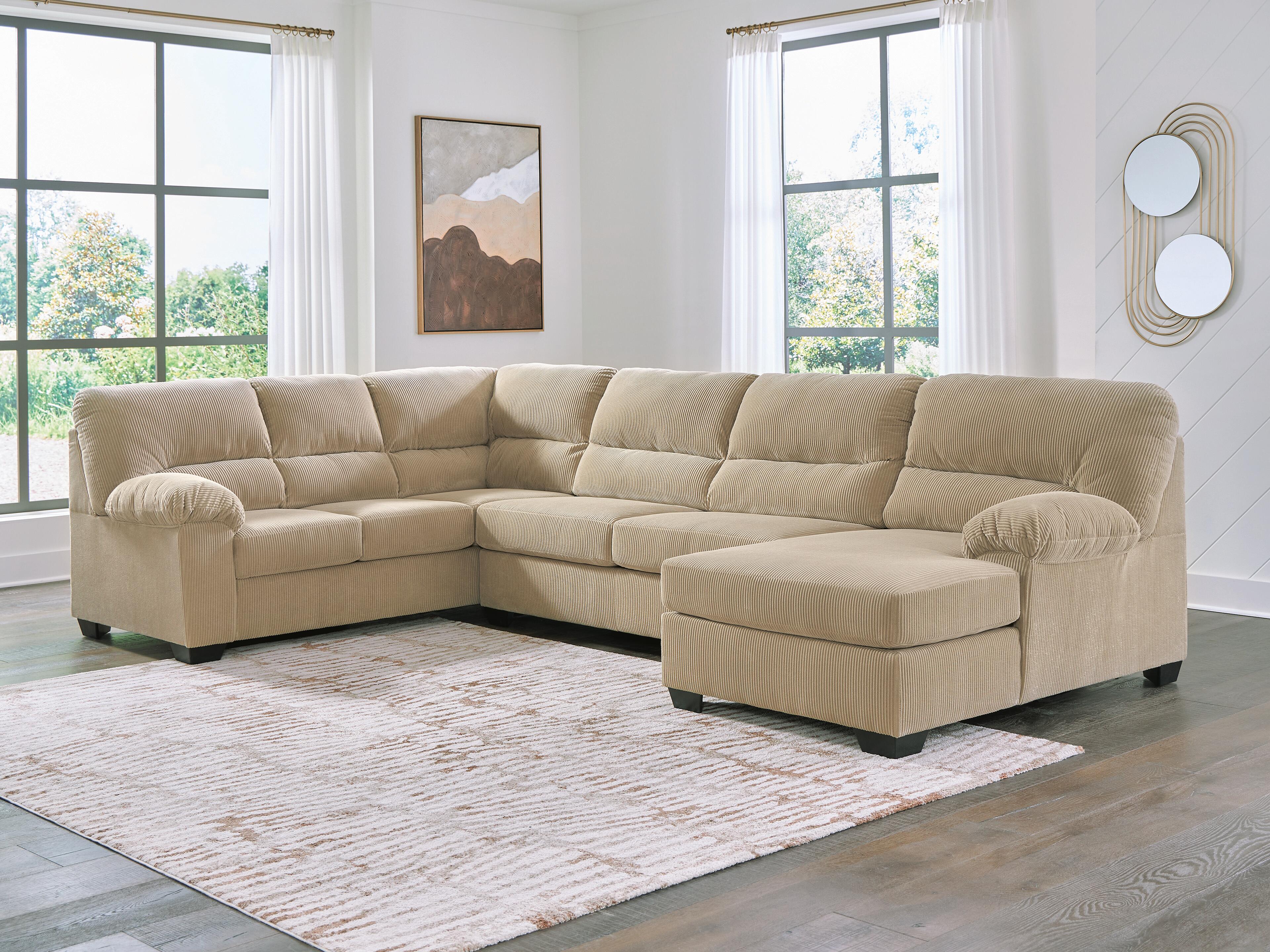 SimpleJoy 3-Piece RAF Chaise Sectional in Sand