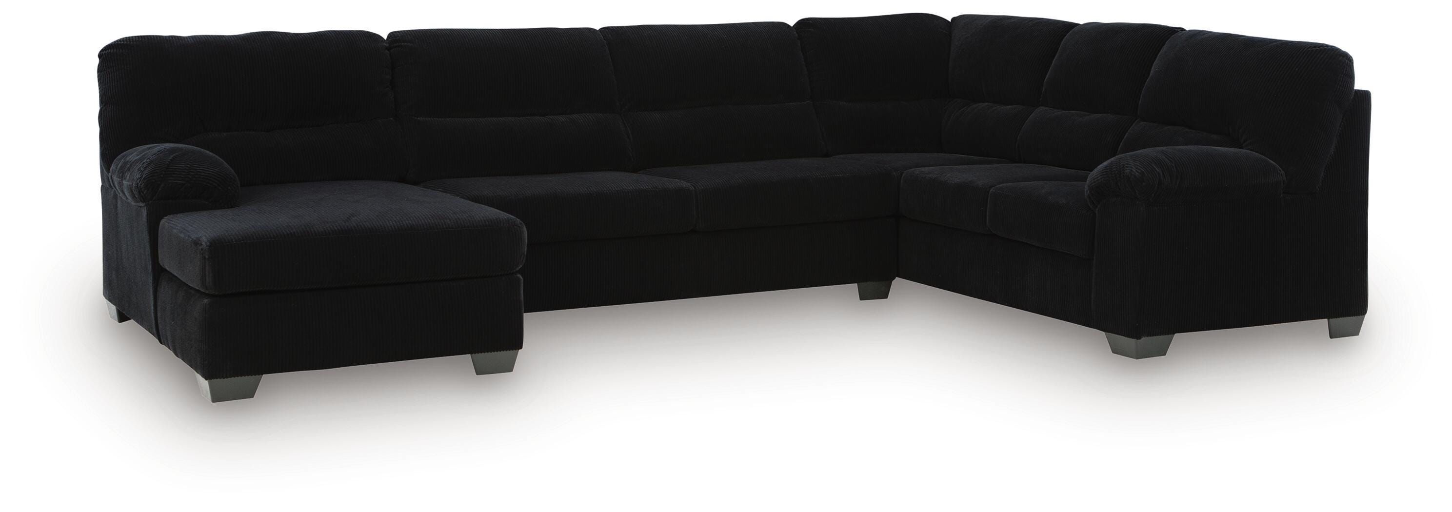 SimpleJoy 3-Piece LAF Chaise Sectional in Onyx