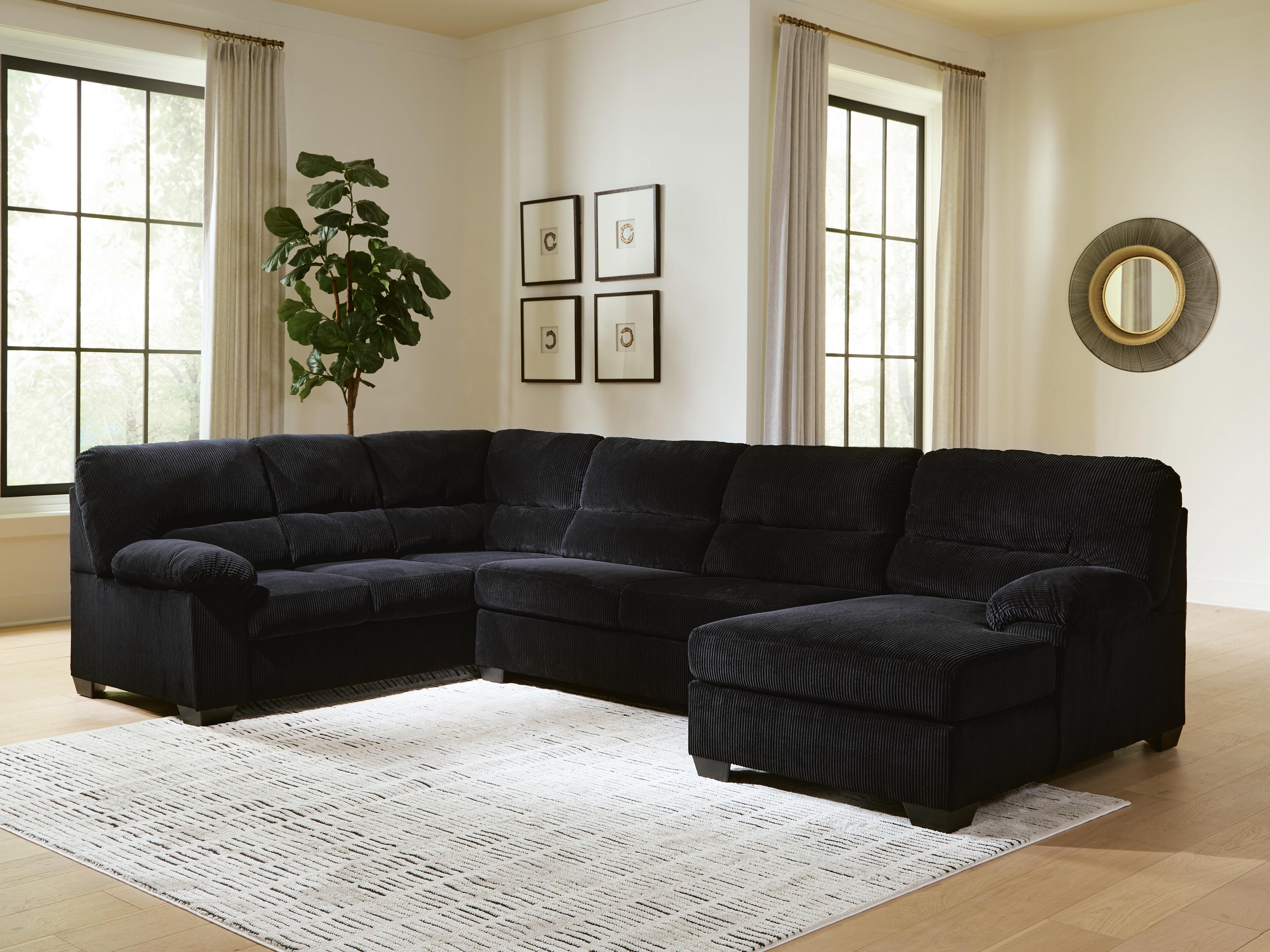 SimpleJoy 3-Piece RAF Chaise Sectional in Onyx