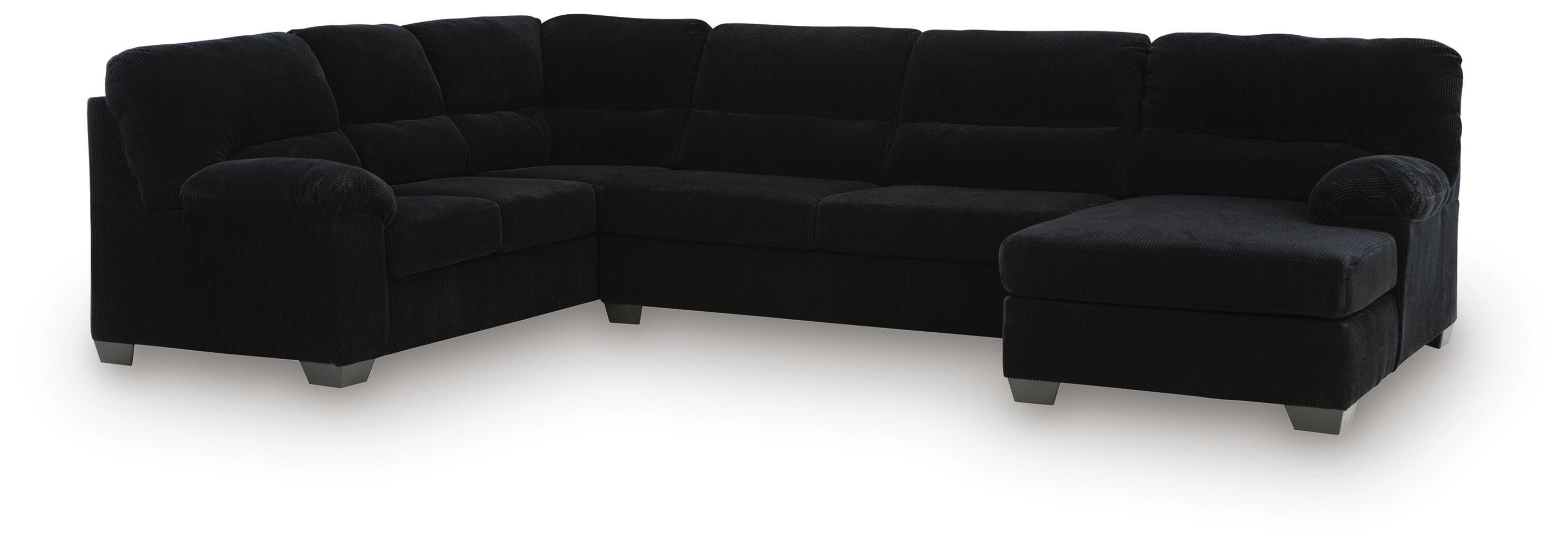 SimpleJoy 3-Piece RAF Chaise Sectional in Onyx