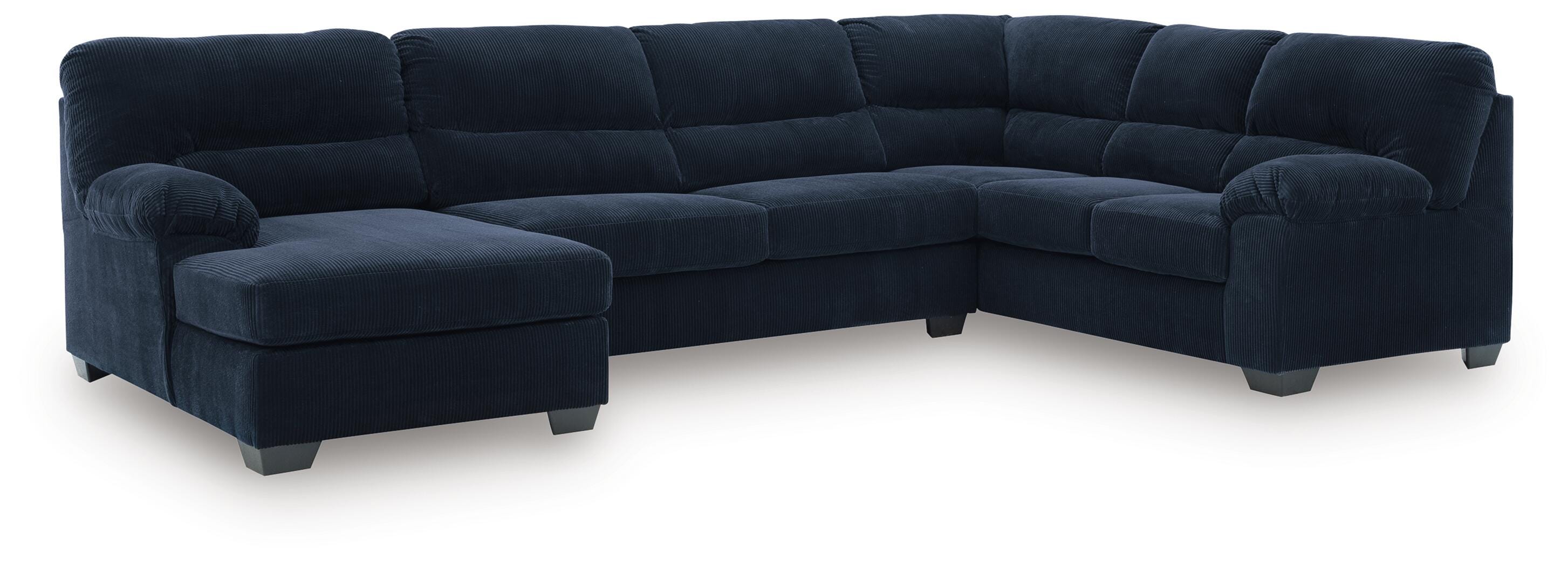 SimpleJoy 3-Piece LAF Chaise Sectional in Navy