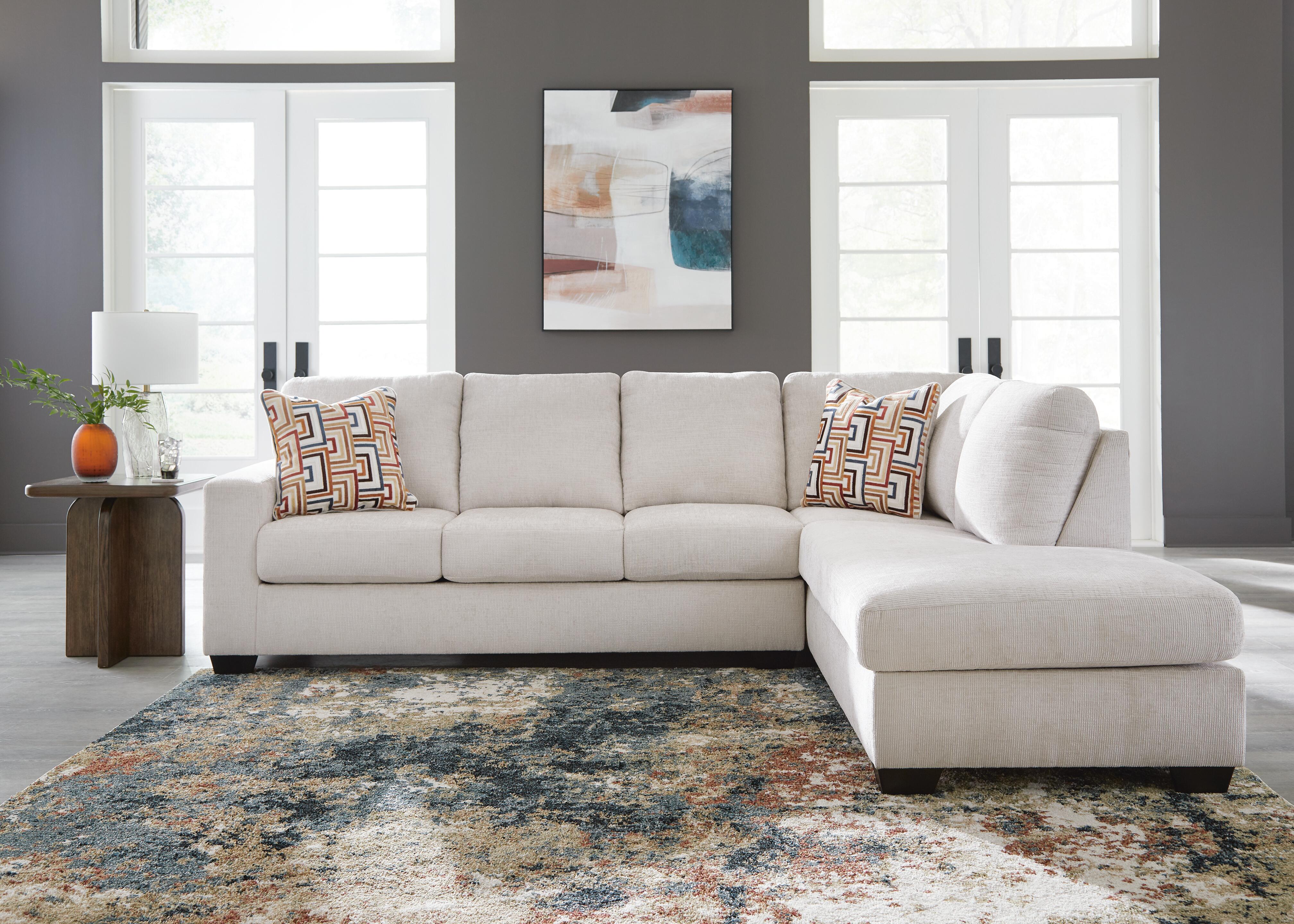 Aviemore 2-Piece RAF Chaise Sectional in Stone Chenille