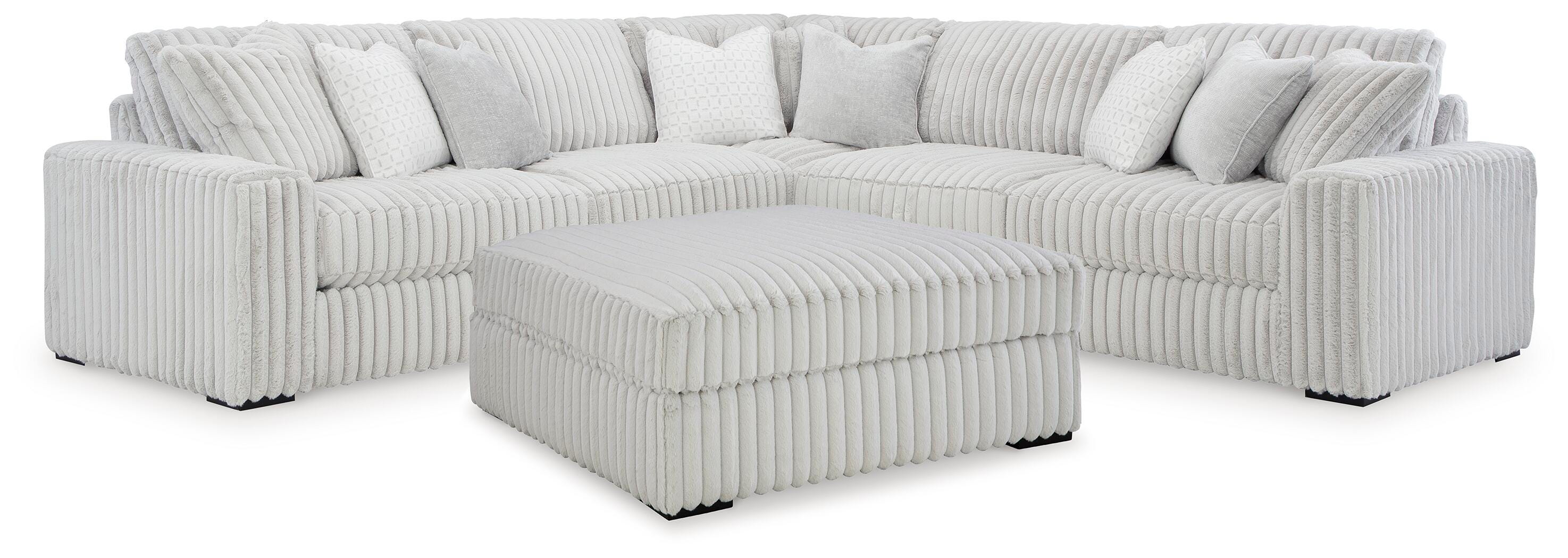 Stupendous 3-Piece Sectional and Ottoman in Alloy