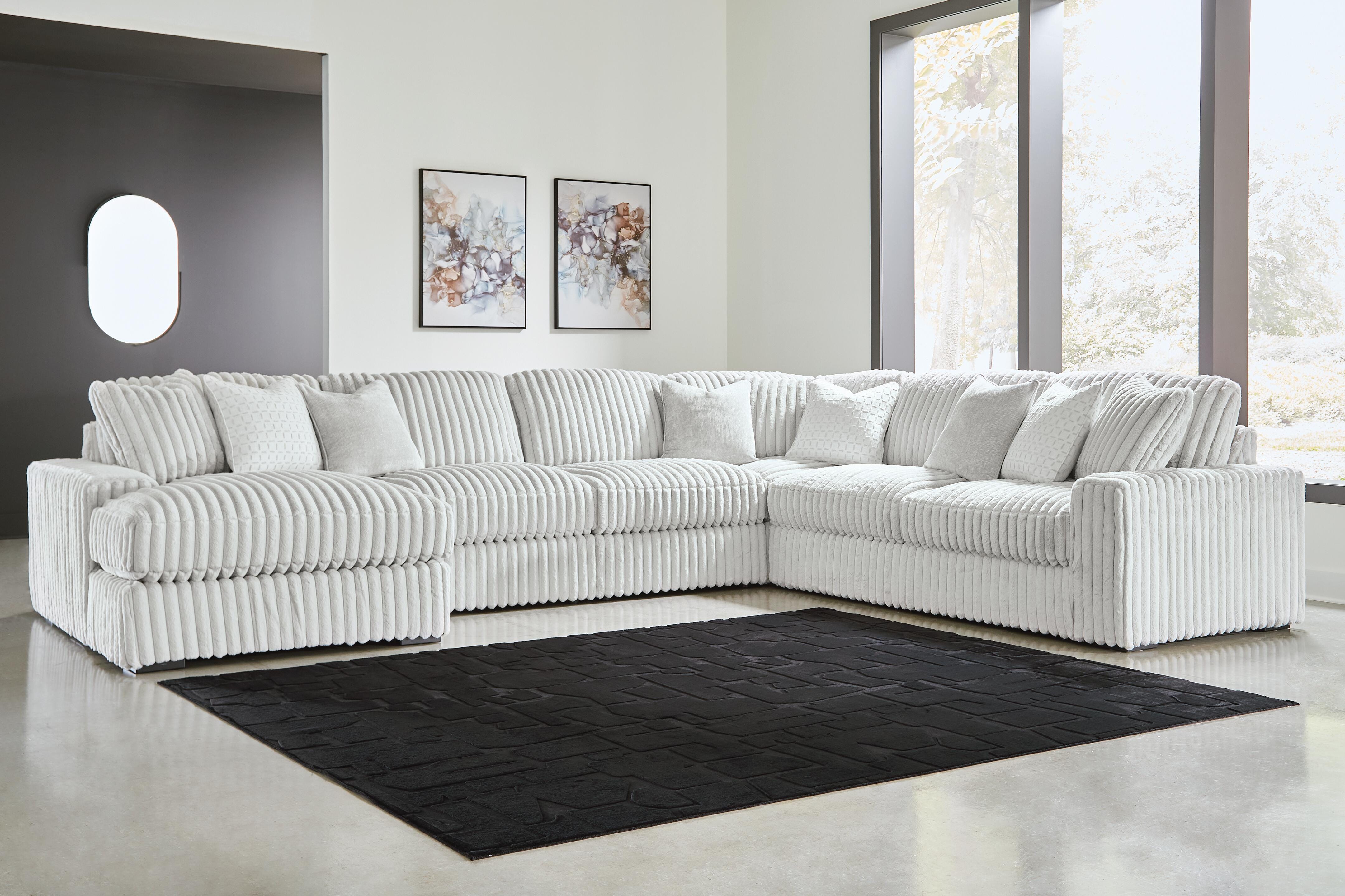 Stupendous 5-Piece Sectional with LAF Chaise in Alloy Velvet