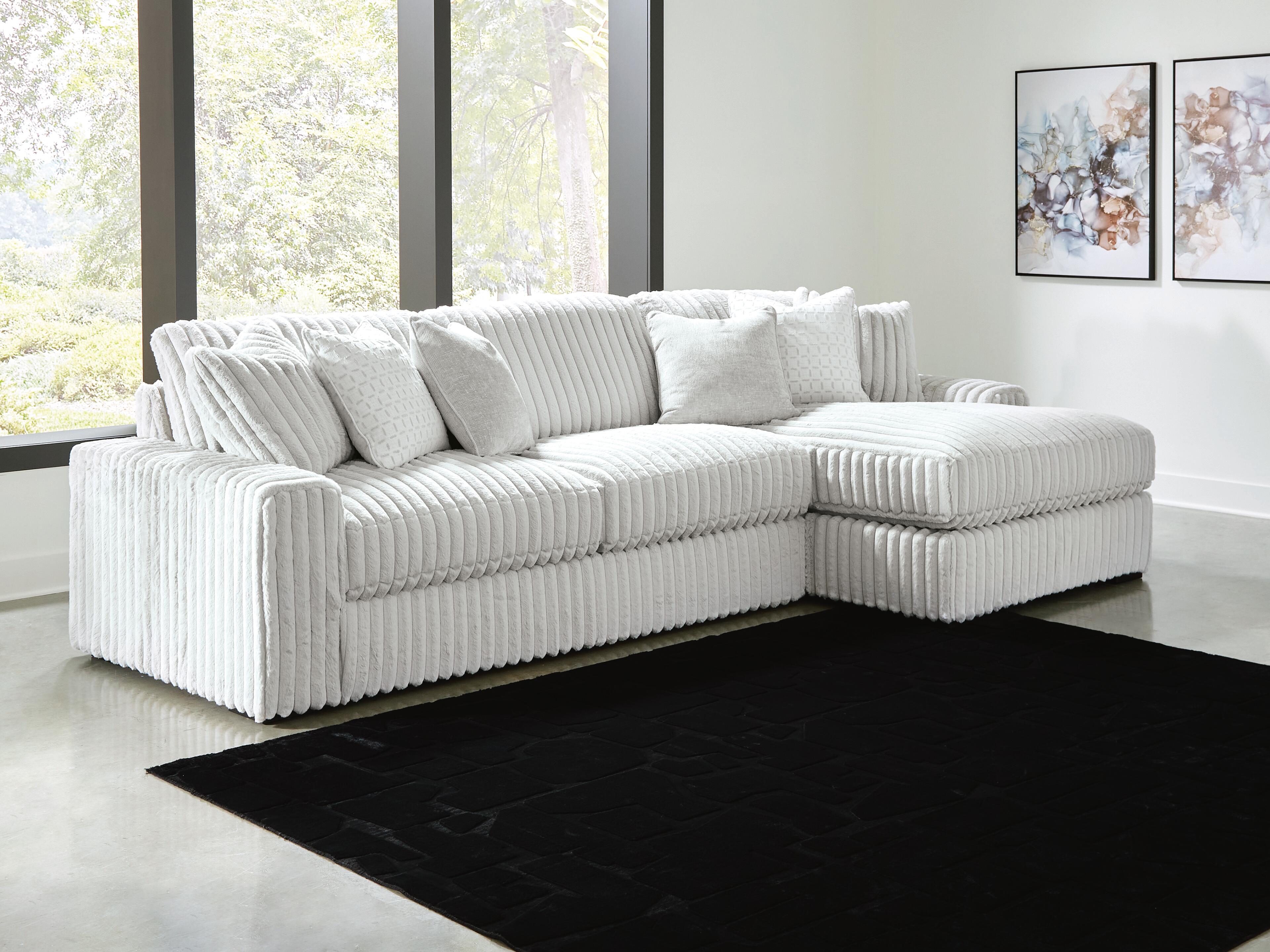 Stupendous 2-Piece Sectional with RAF Chaise in Alloy Velvet