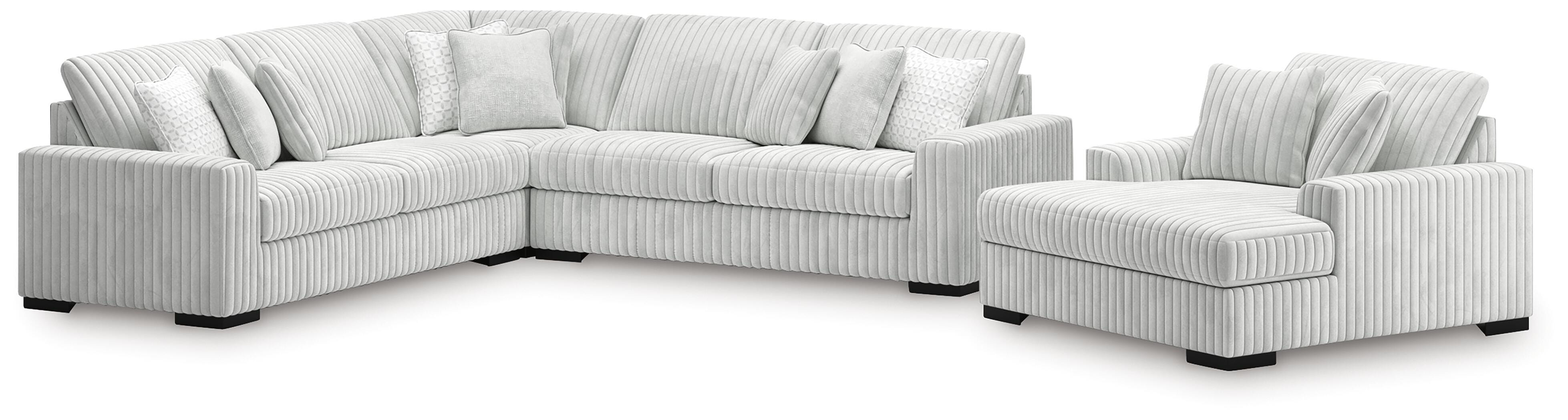 Stupendous 3-Piece Sectional and Oversized Chaise in Alloy