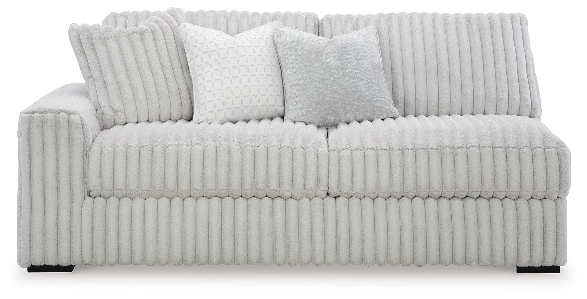 Stupendous 3-Piece Sectional and Oversized Chaise in Alloy