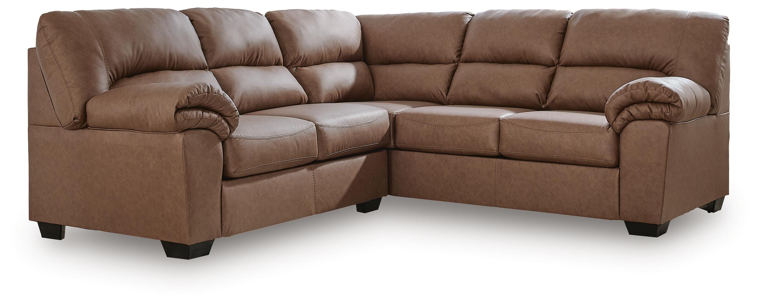 WillowBend 2-Piece RAF Sectional in Caramel Faux Leather