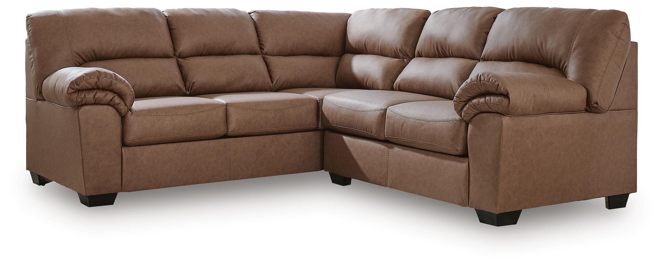 WillowBend 2-Piece LAF Sectional in Caramel Faux Leather