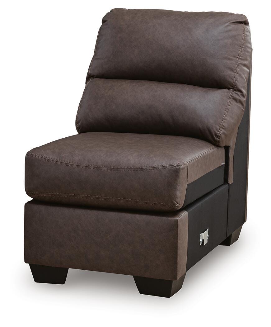 WillowBend 3-Piece RAF Sectional in Umber Faux Leather