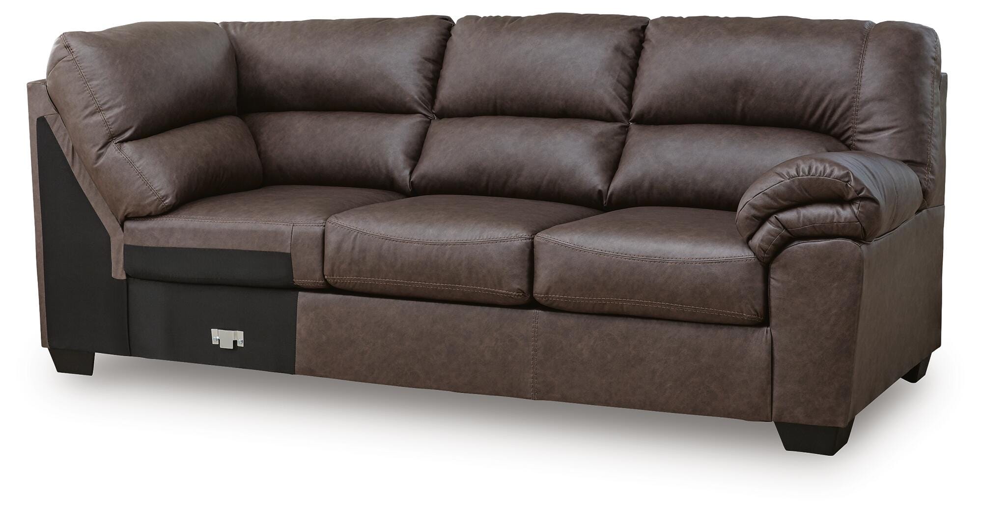 WillowBend 3-Piece RAF Sectional in Umber Faux Leather