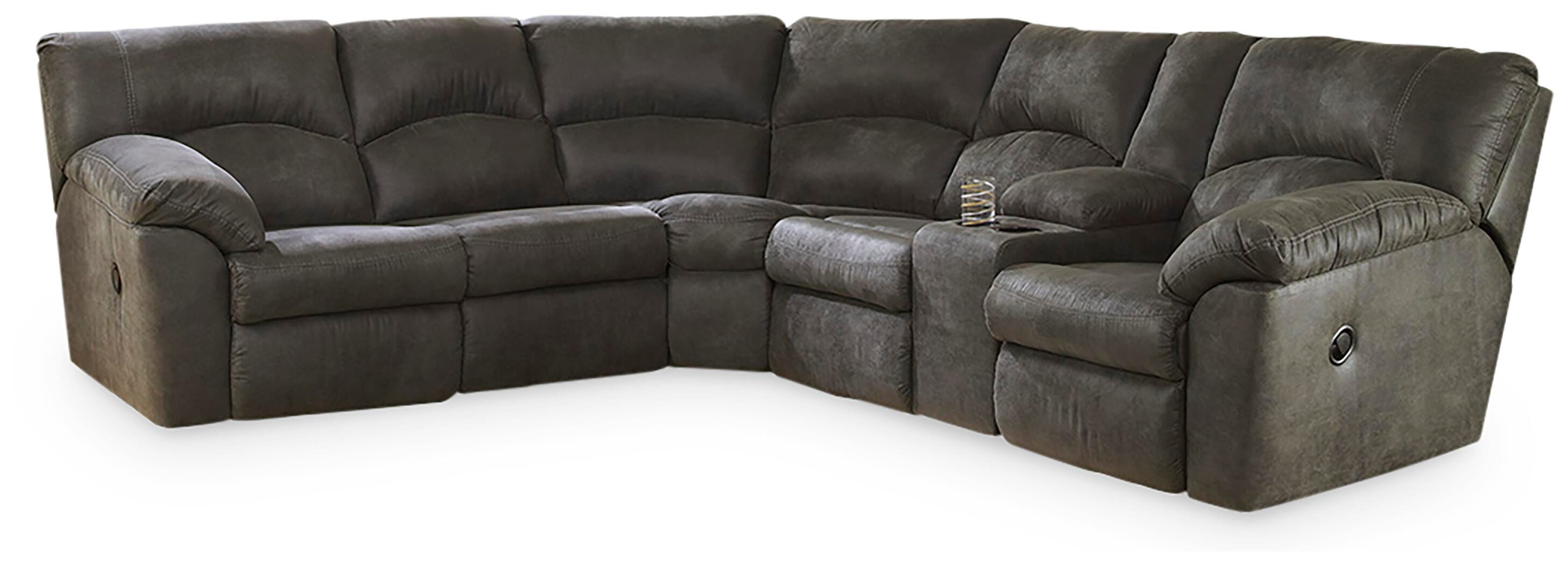 Tambo 2-Piece Reclining Sectional in Pewter Faux Leather