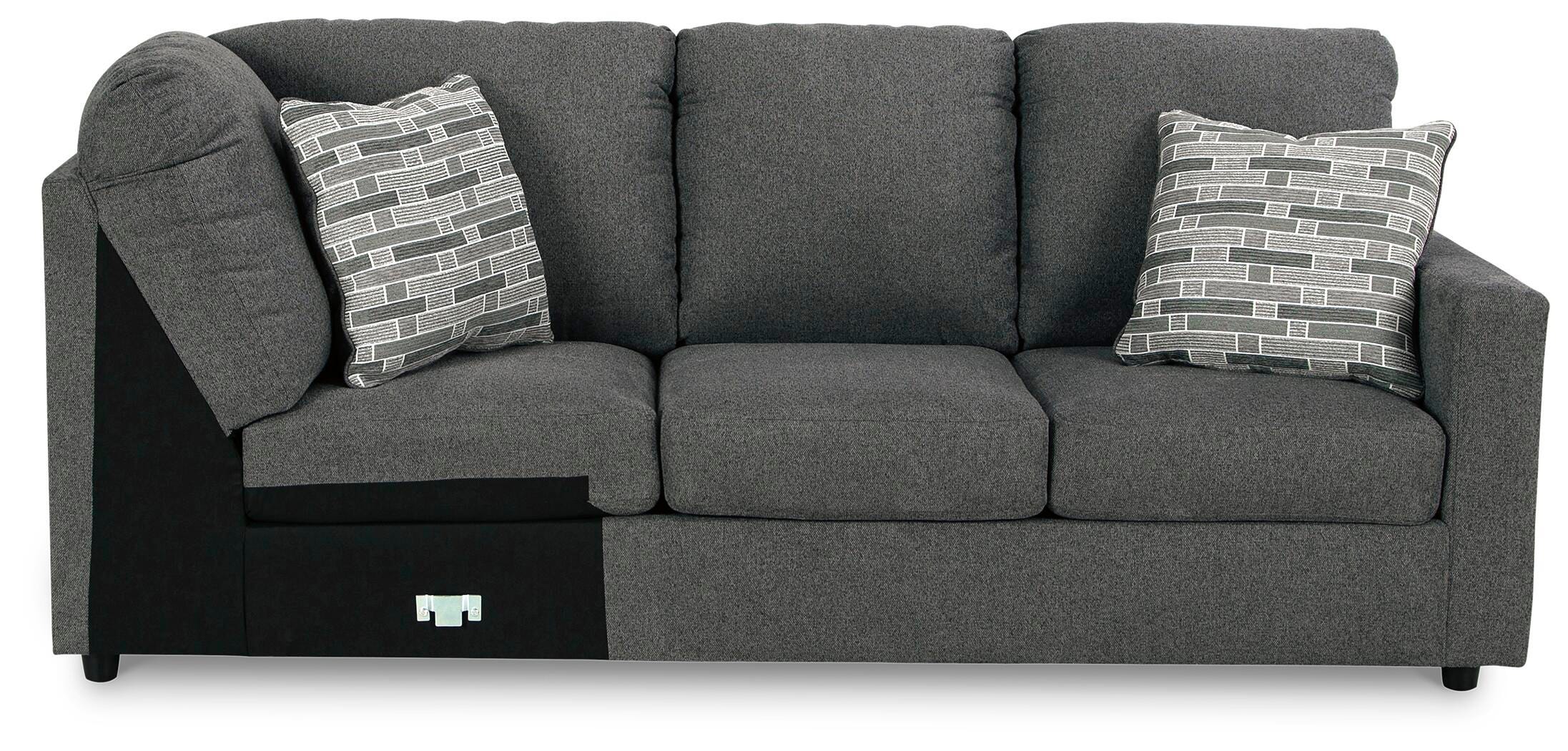 Edenfield 3-Piece LAF Chaise Sectional in Charcoal Chenille