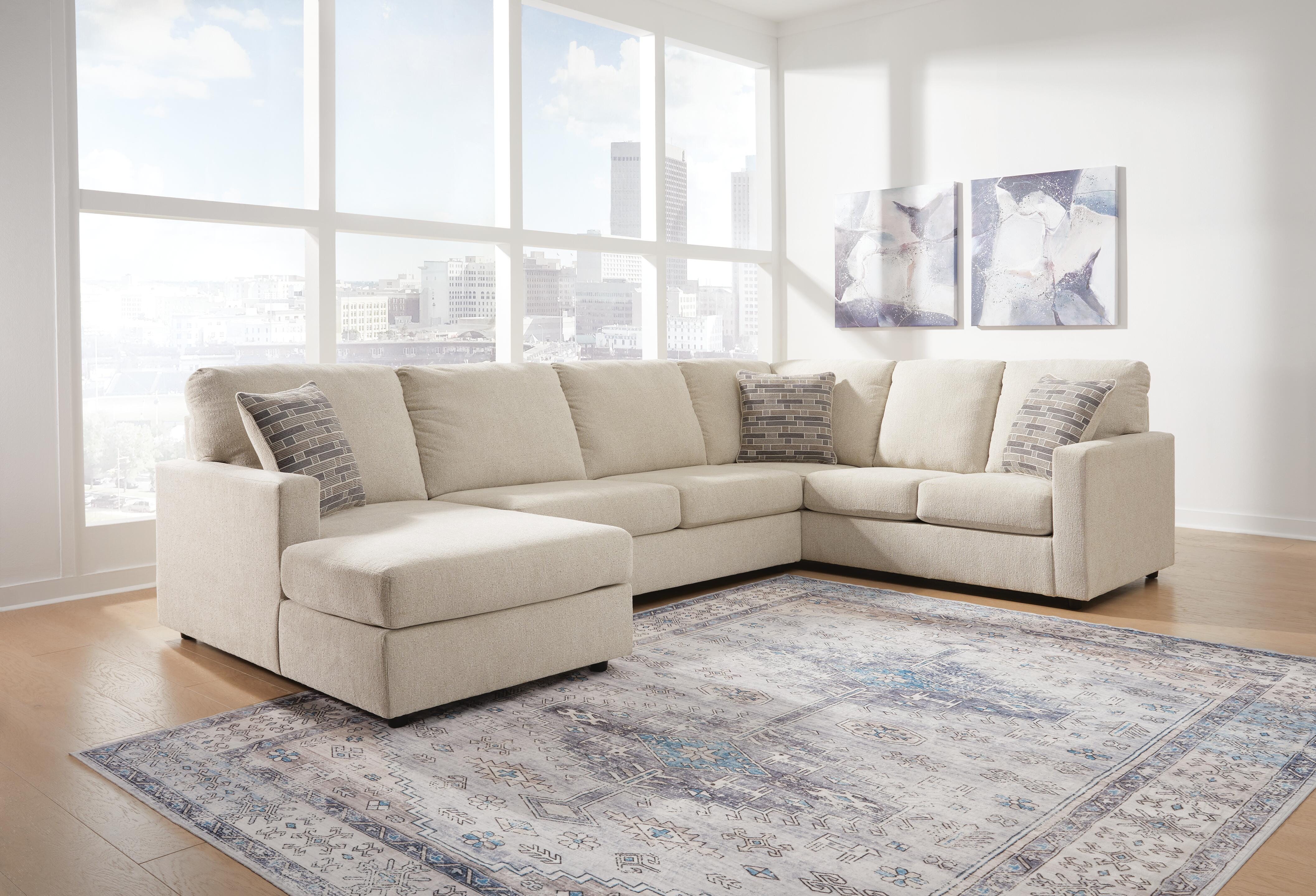 Edenfield 3-Piece LAF Chaise Sectional in Linen Chenille