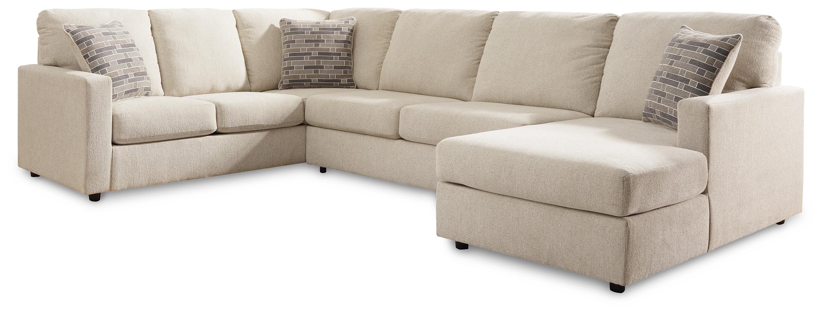 Edenfield 3-Piece RAF Chaise Sectional in Linen Chenille