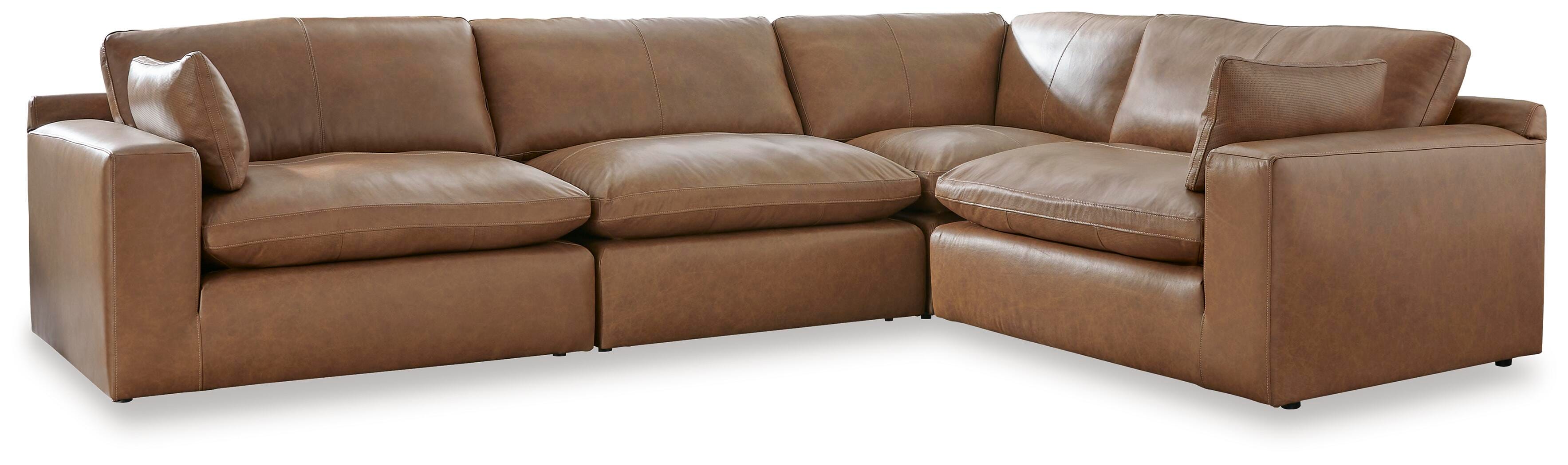 Emilia 4-Piece Sectional in Caramel Leather