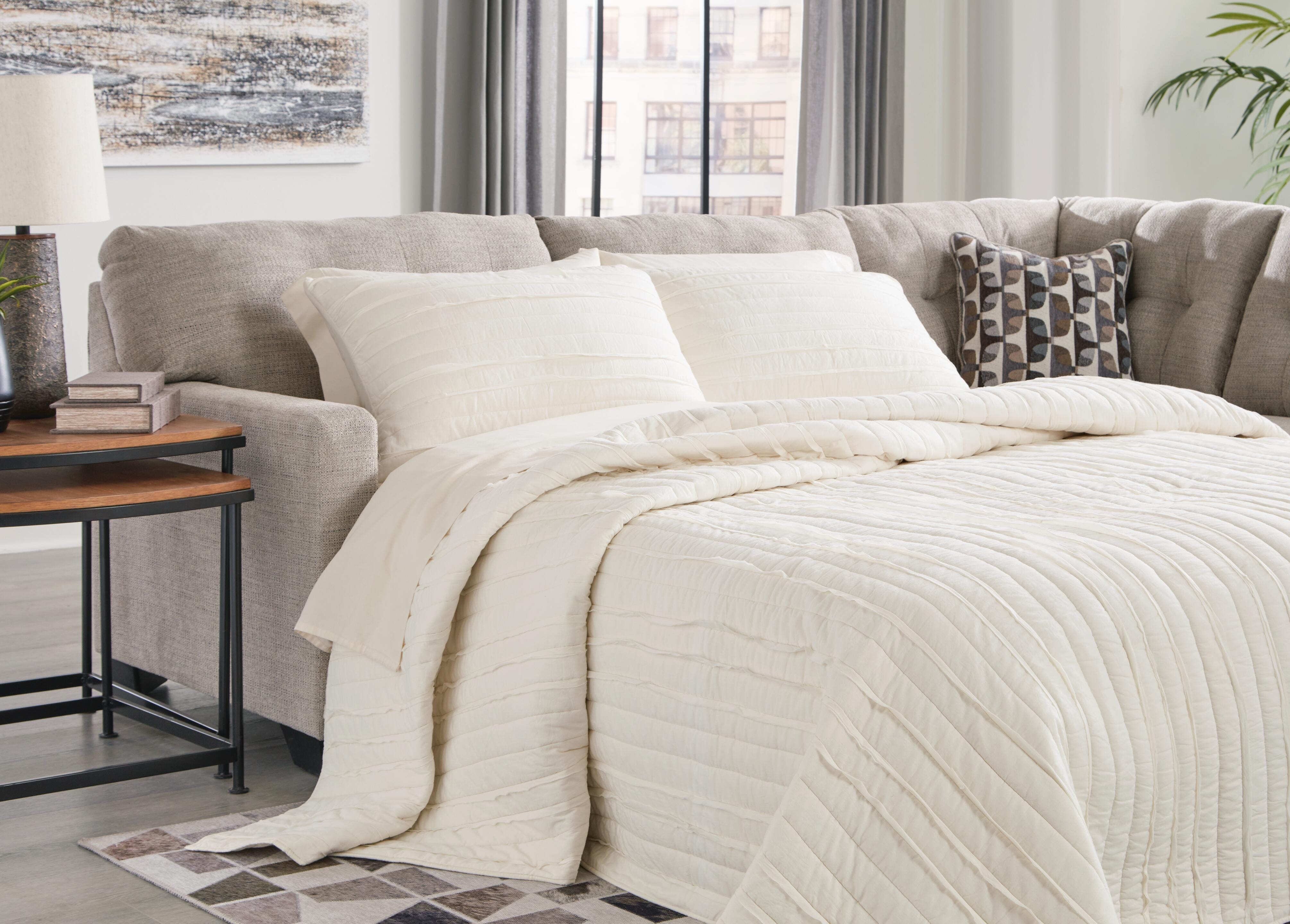 Mahoney 2-Piece RAF Chaise Sleeper Sectional in Pebble Chenille