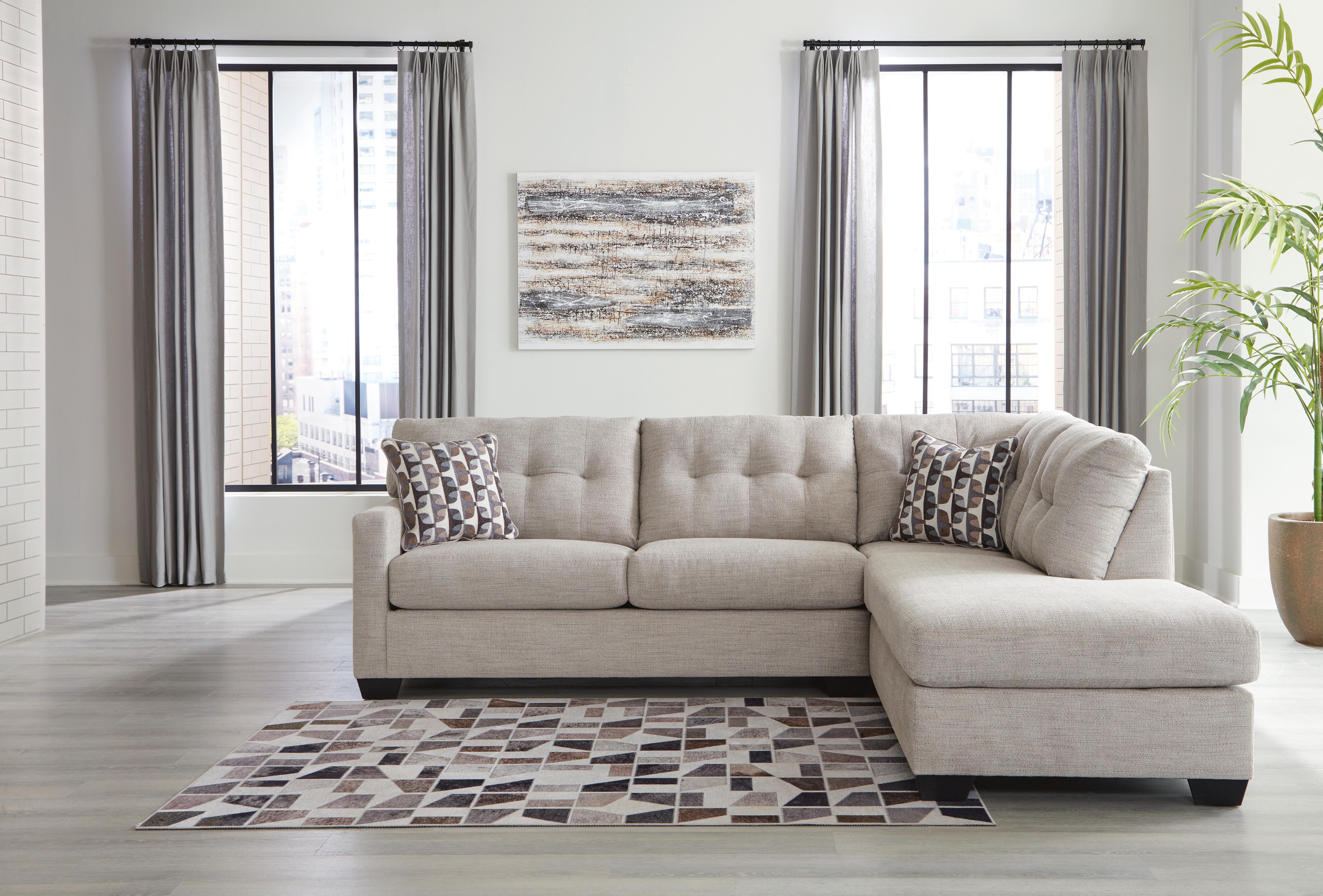 Mahoney 2-Piece RAF Chaise Sectional in Pebble Chenille