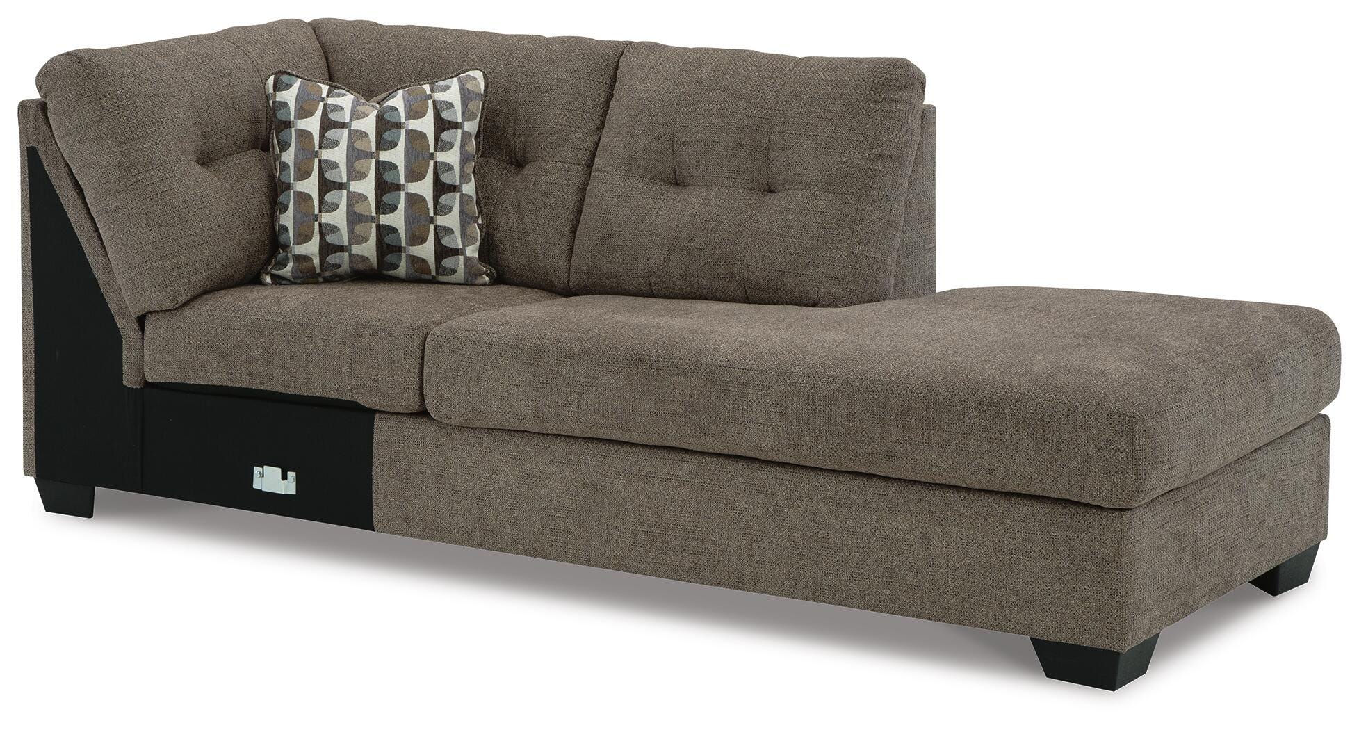 Mahoney 2-Piece RAF Chaise Sleeper Sectional in Chocolate Chenille