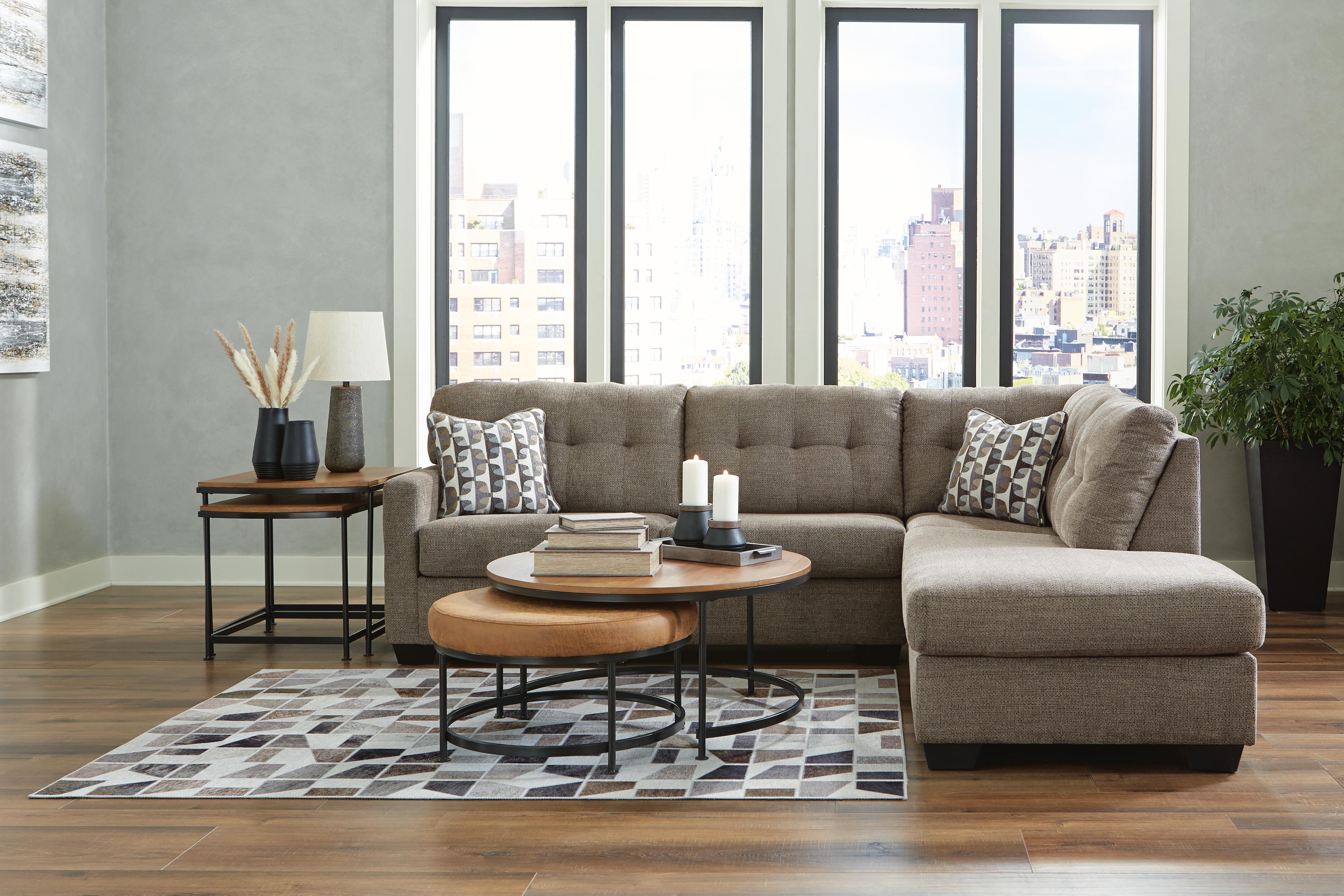 Mahoney 2-Piece RAF Chaise Sectional in Chocolate Chenille