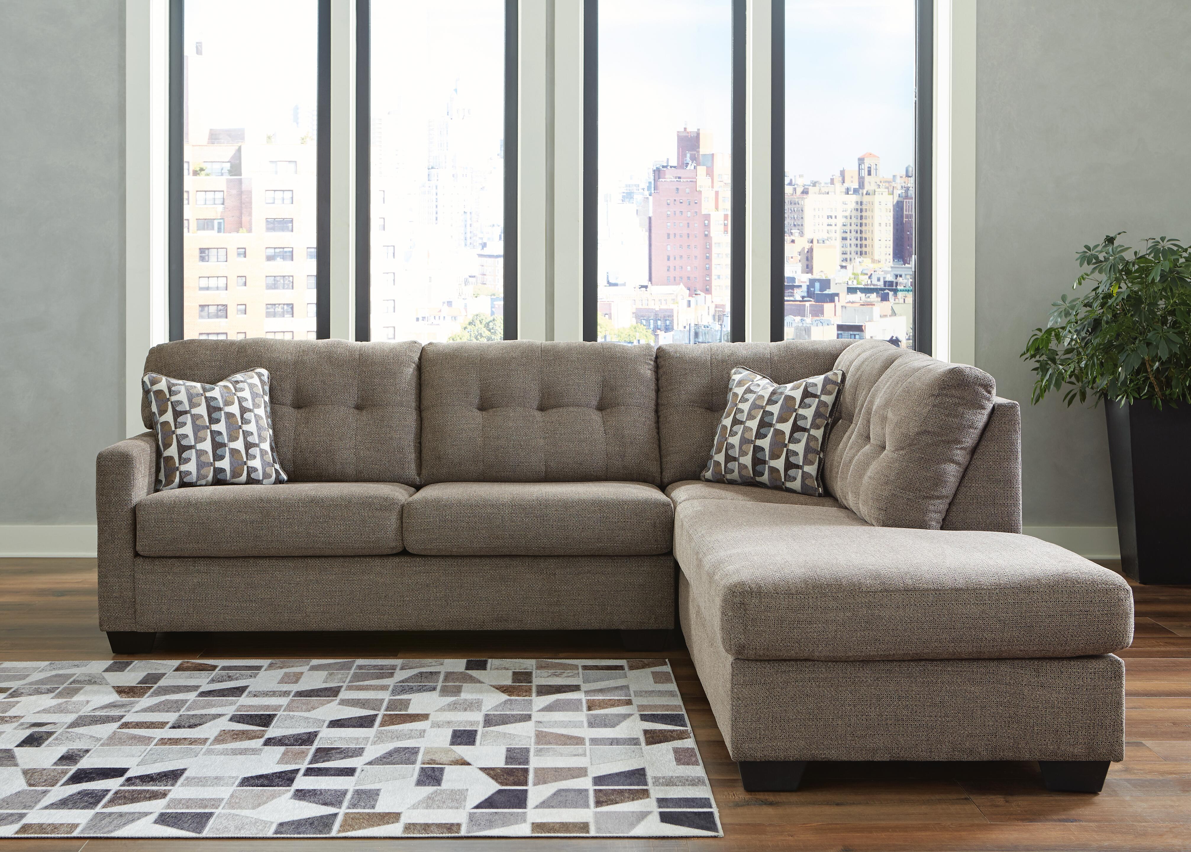 Mahoney 2-Piece RAF Chaise Sleeper Sectional in Chocolate Chenille