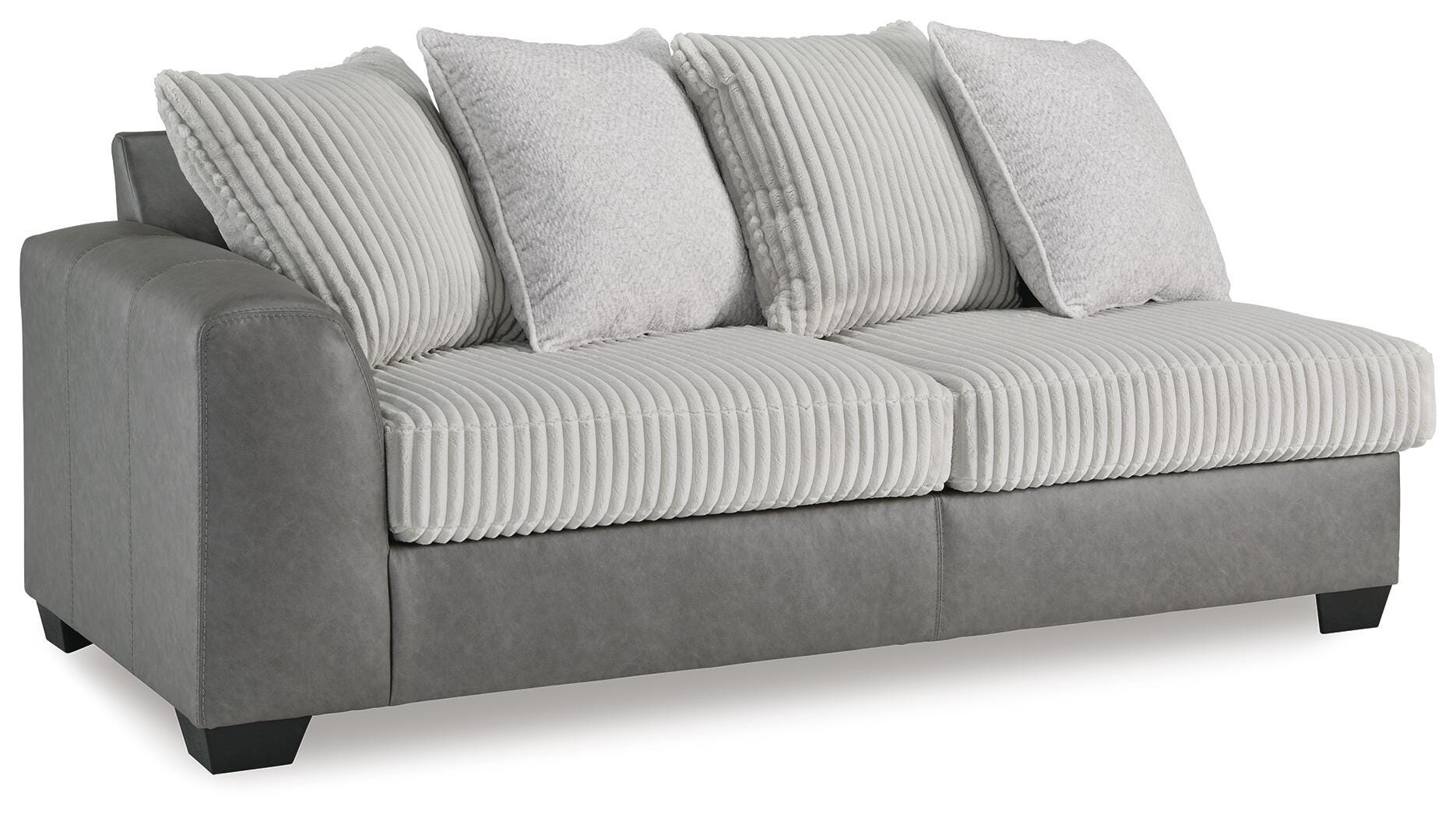 Clairette Court 2-Piece RAF Chaise Sectional in Alloy Chenille