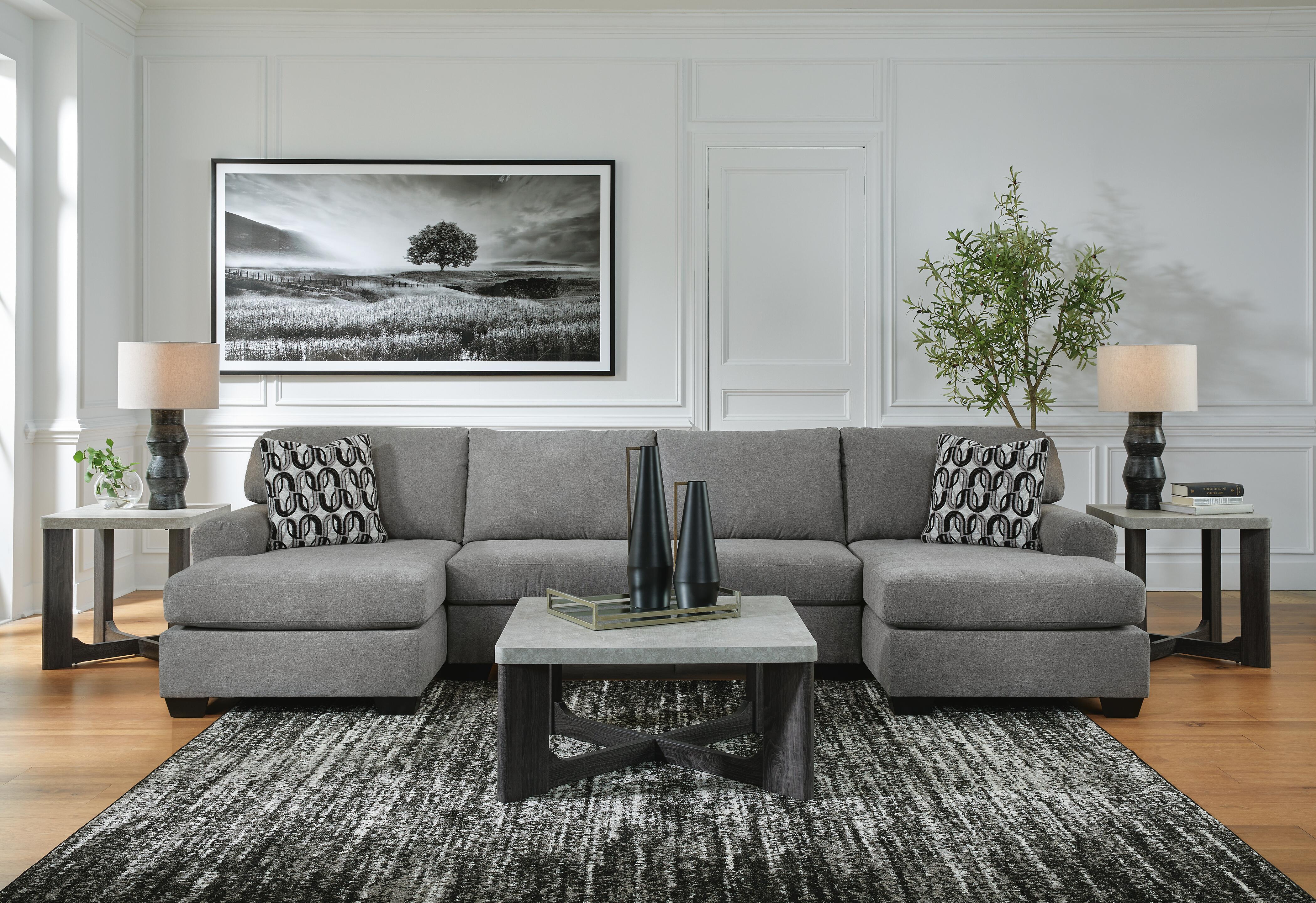 Birkdale Court 3-Piece RAF Sectional in Gray Chenille