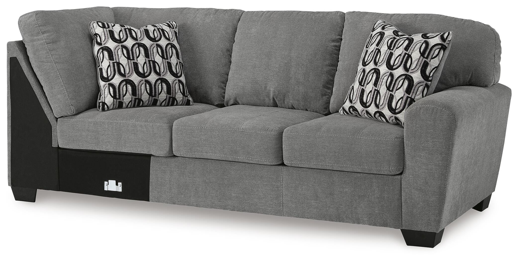 Birkdale Court 3-Piece LAF Chaise Sectional in Gray Chenille
