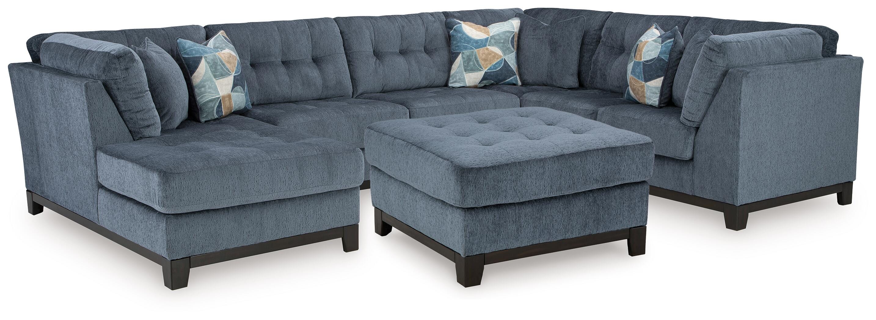 Maxon Place 3-Piece Sectional and Ottoman in Navy